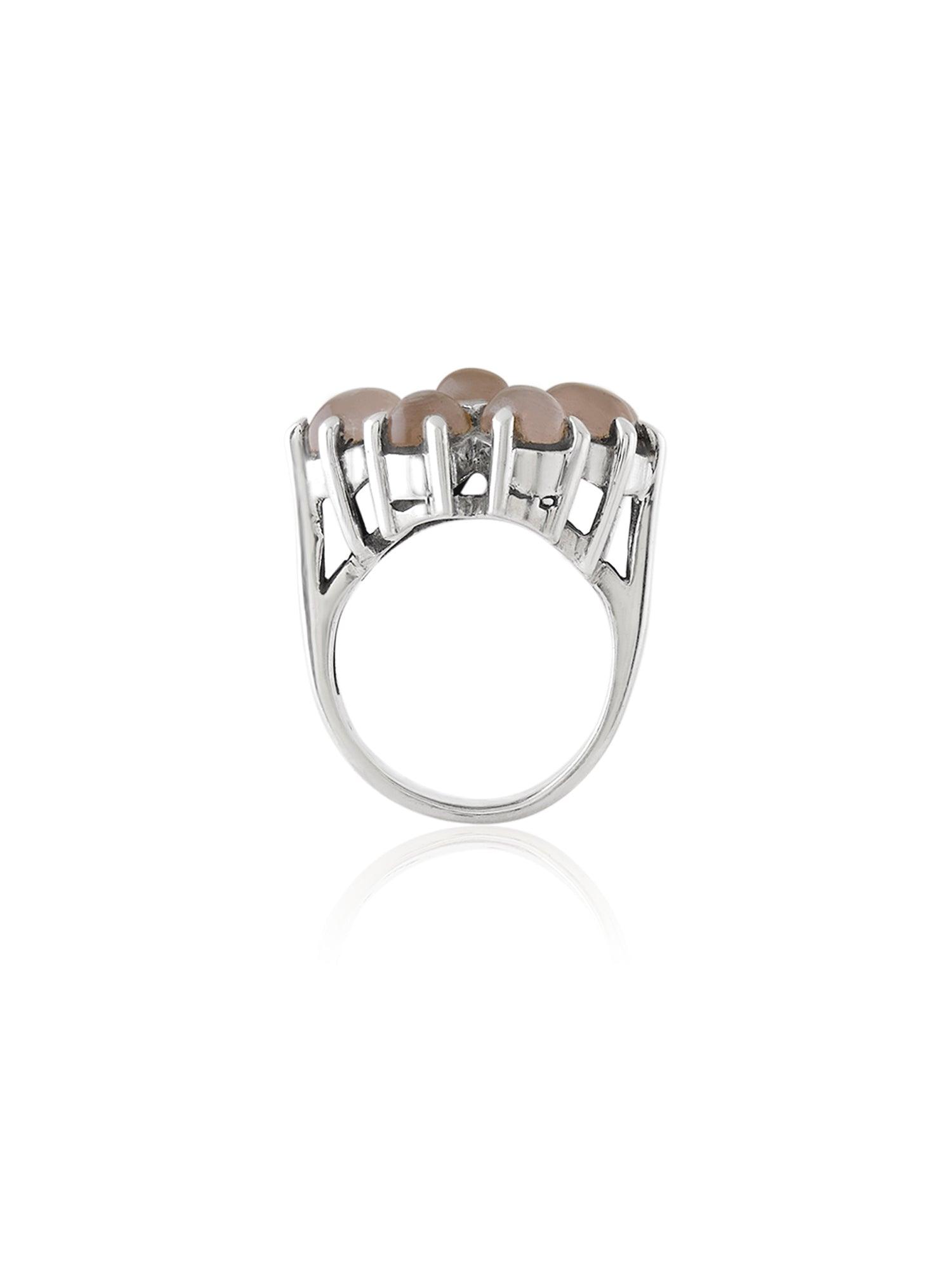 Blush Flowery Rose Quartz Ring - Dyulokha