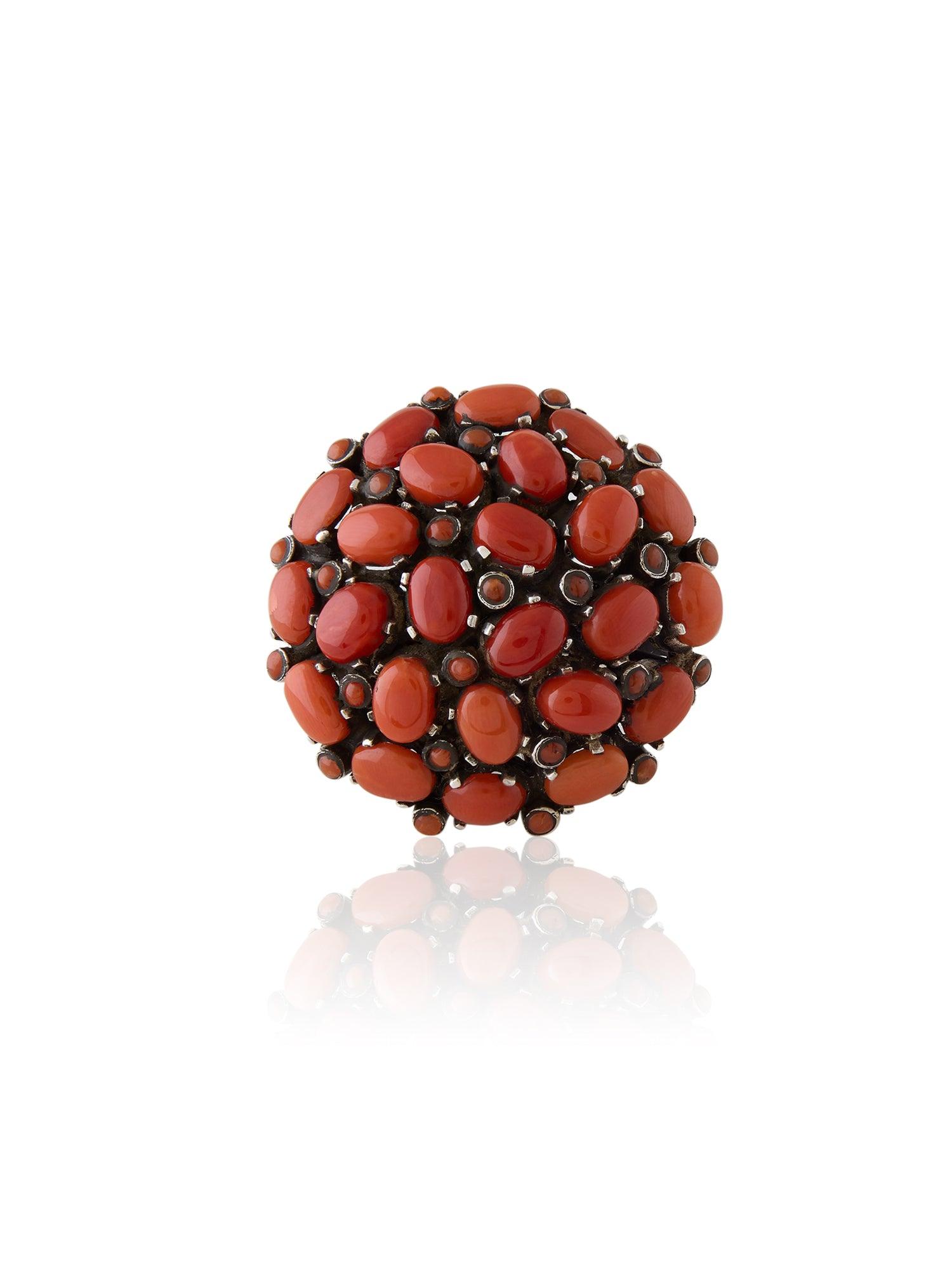 Oceanic Beauty Coral Statement Ring - Dyulokha