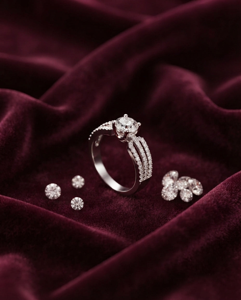 White Gold CZ Sparkle Ring