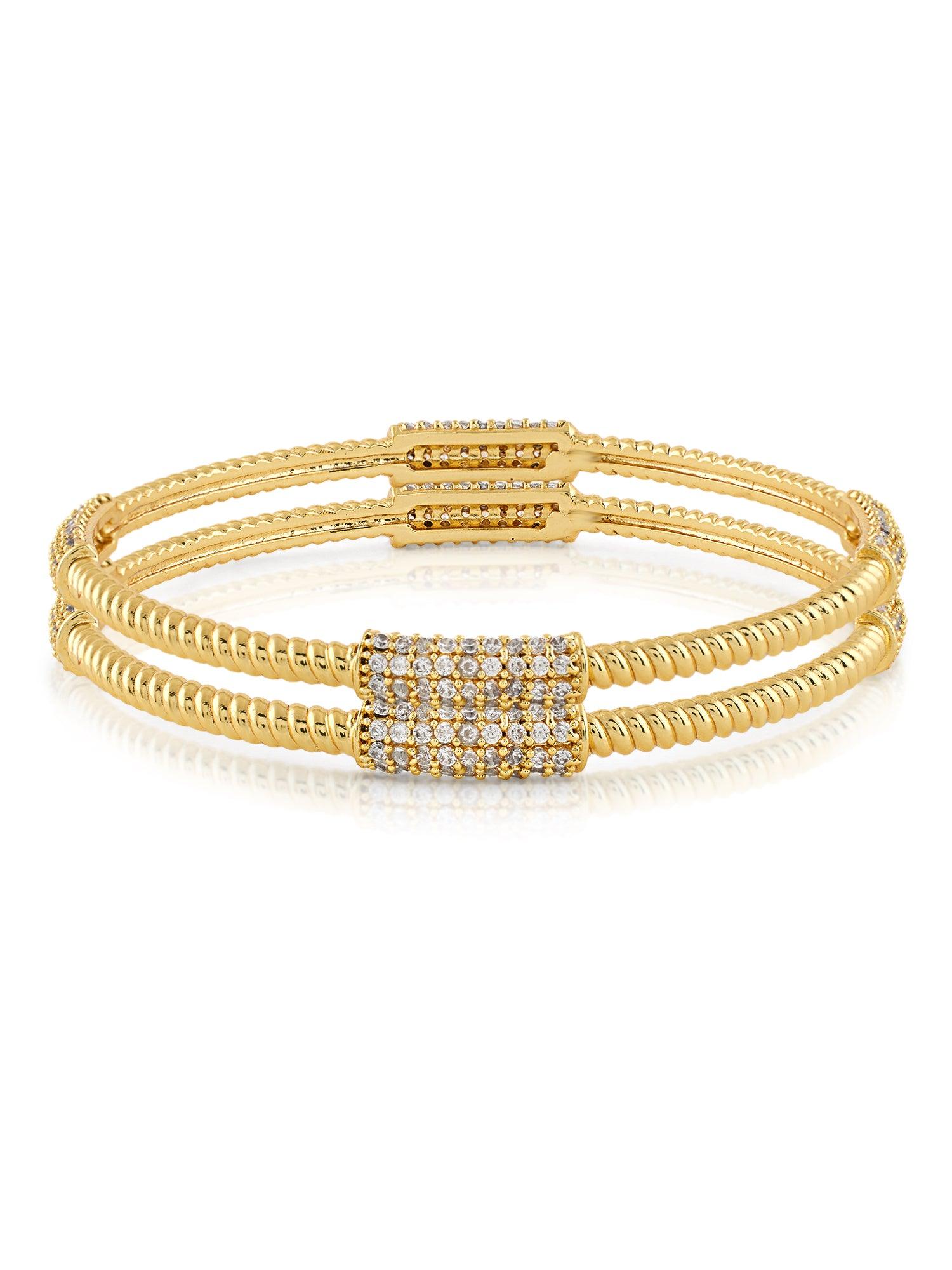 Effortless Glam Silver CZ Bangles - Dyulokha