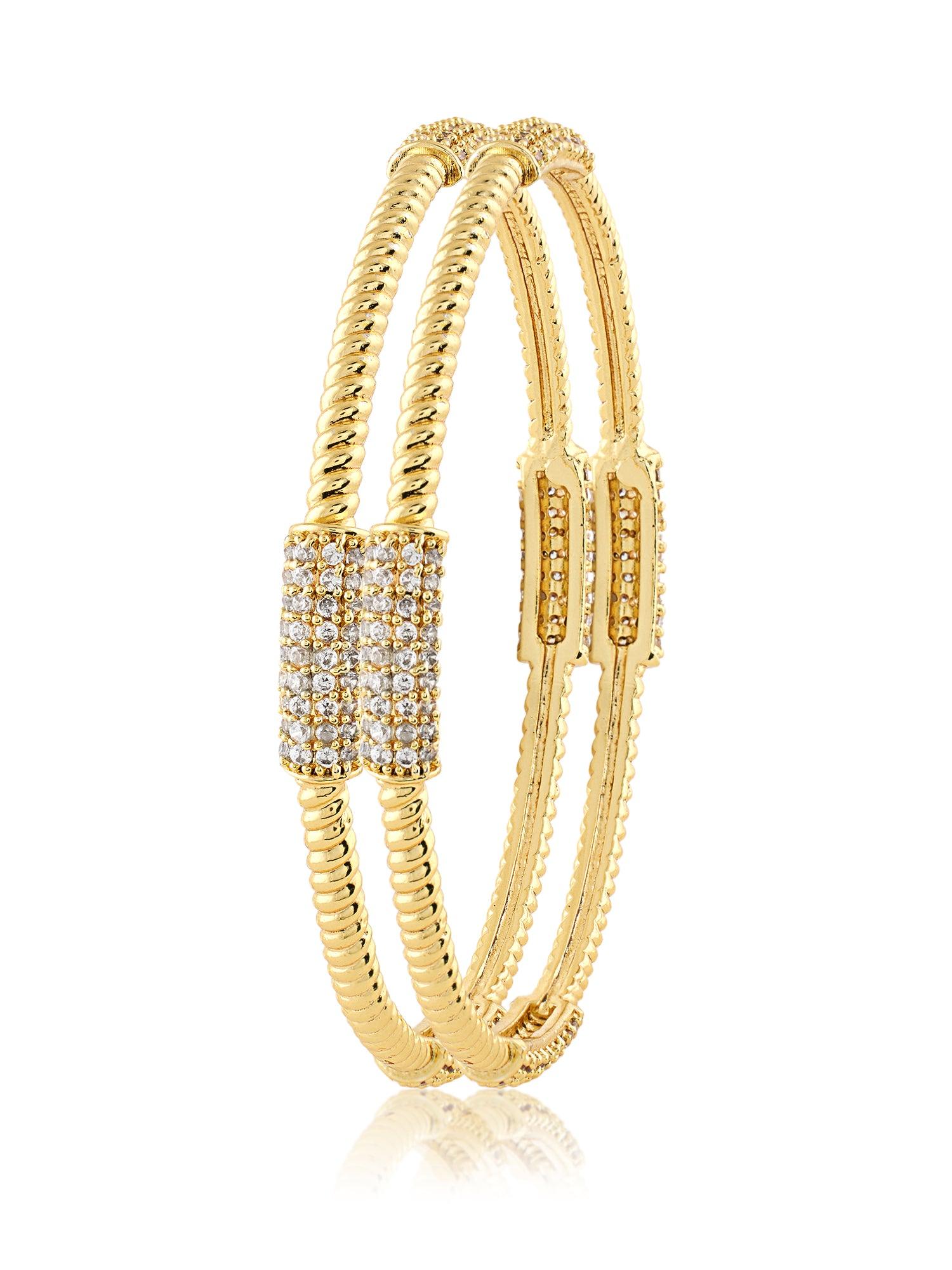 Effortless Glam Silver CZ Bangles - Dyulokha