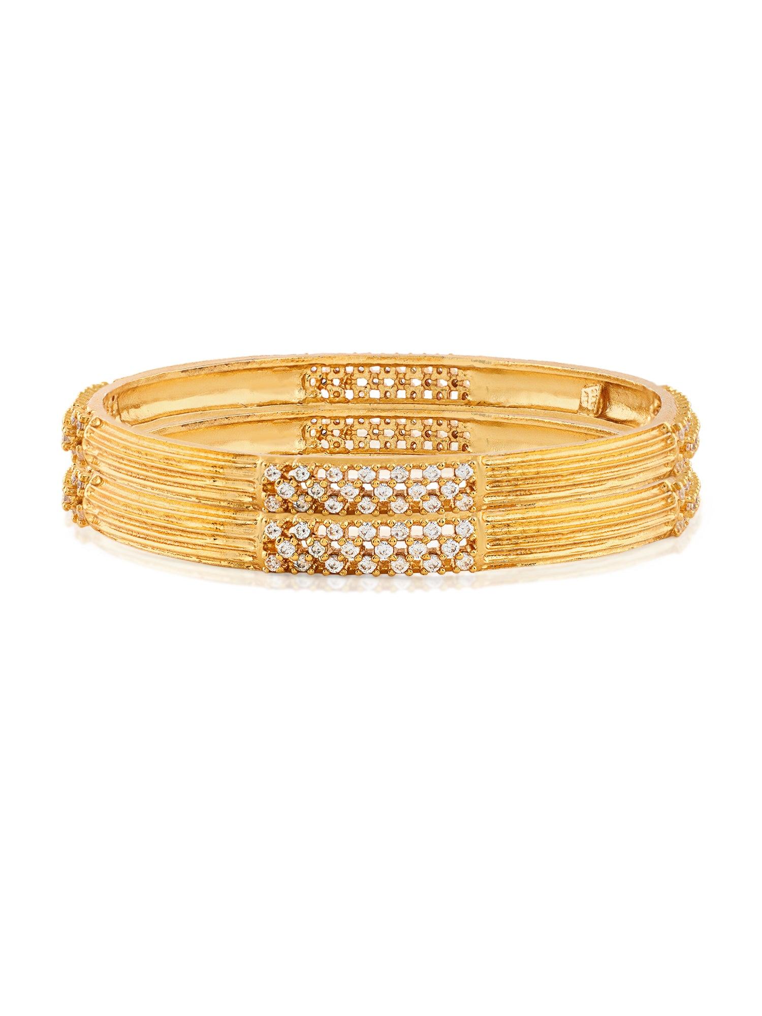 Gleaming Grace CZ Silver Bangles - Dyulokha