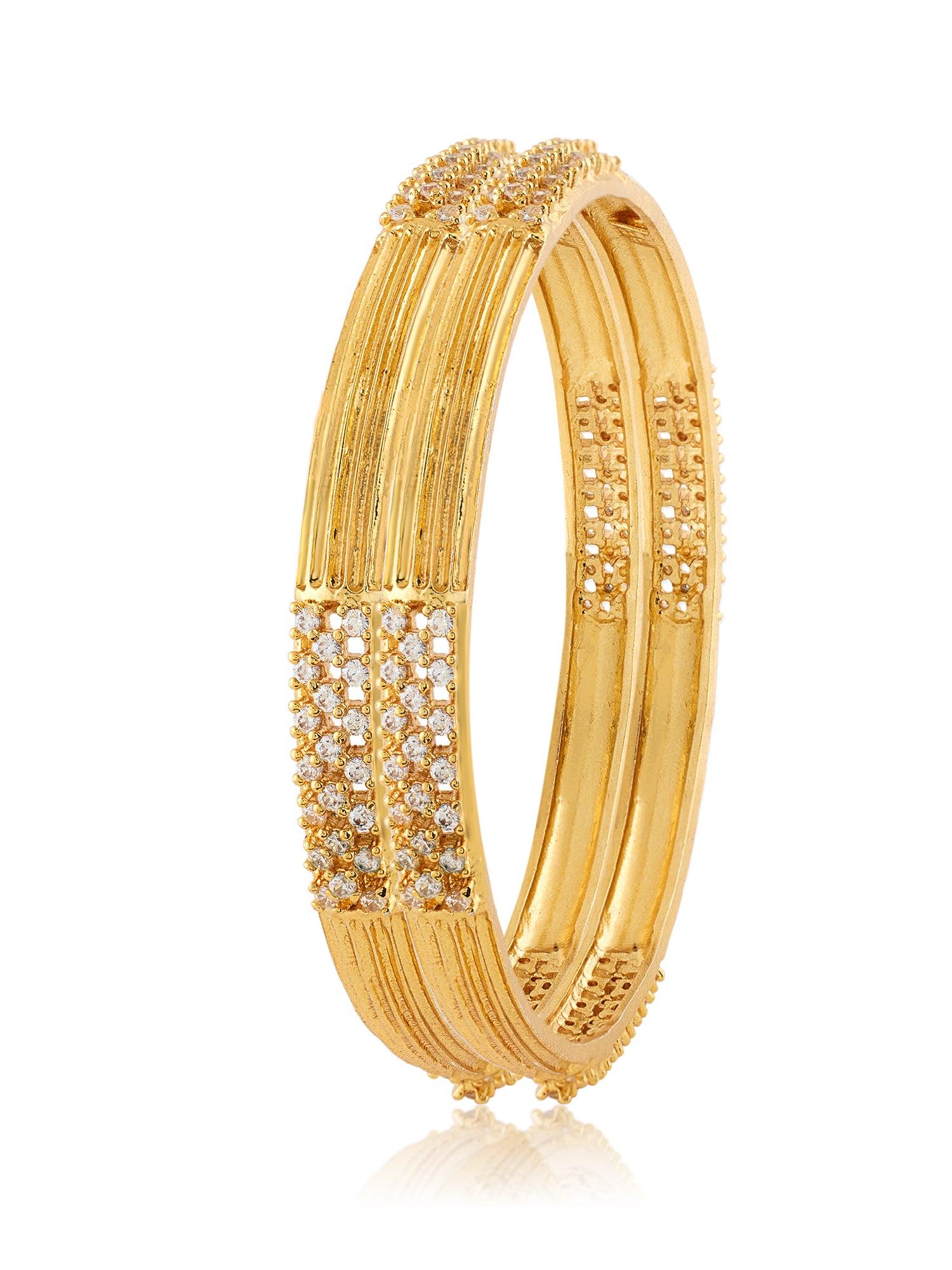 Gleaming Grace CZ Silver Bangles - Dyulokha
