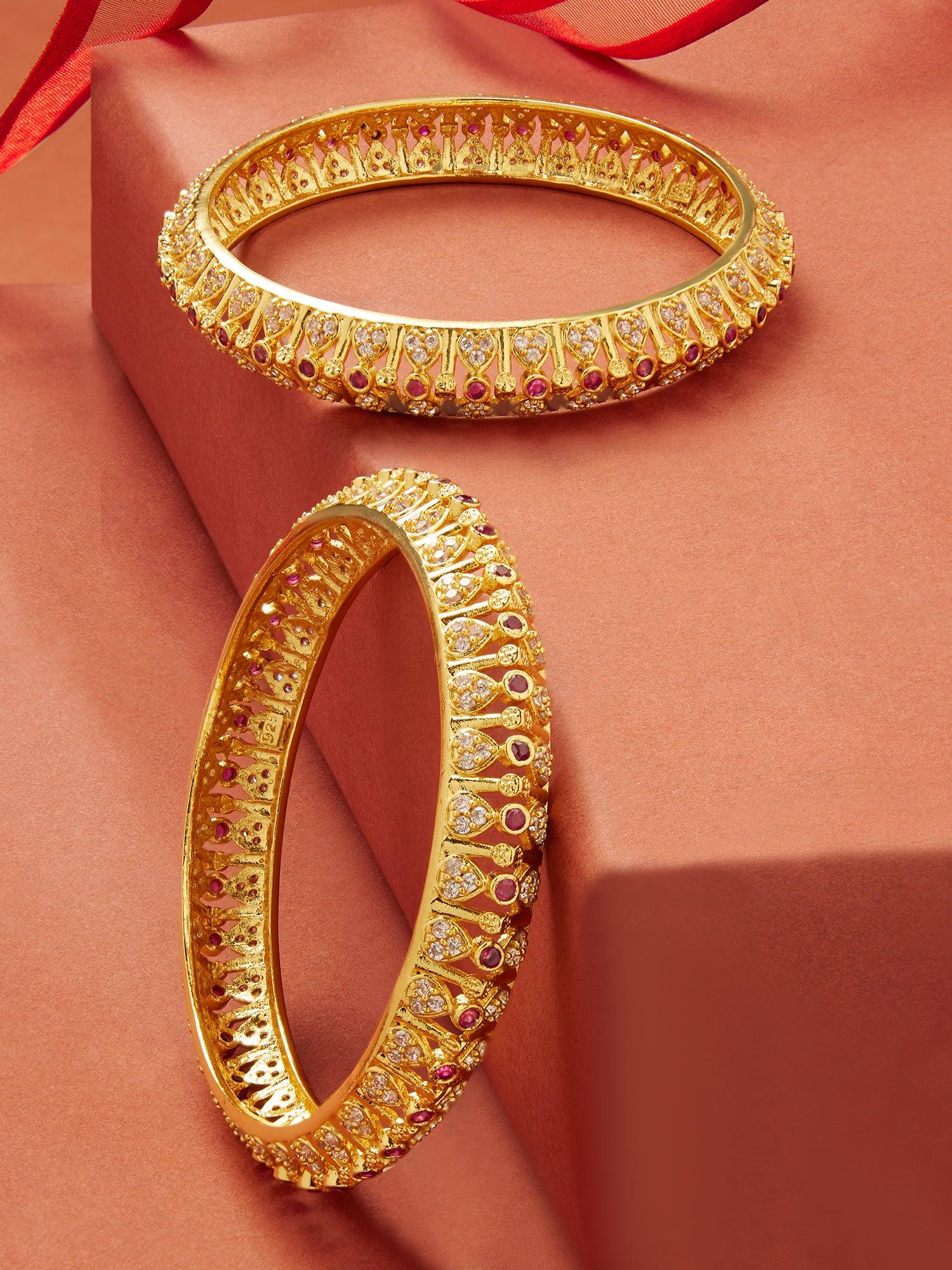 Luxe Ruby Glow Bangles - Dyulokha