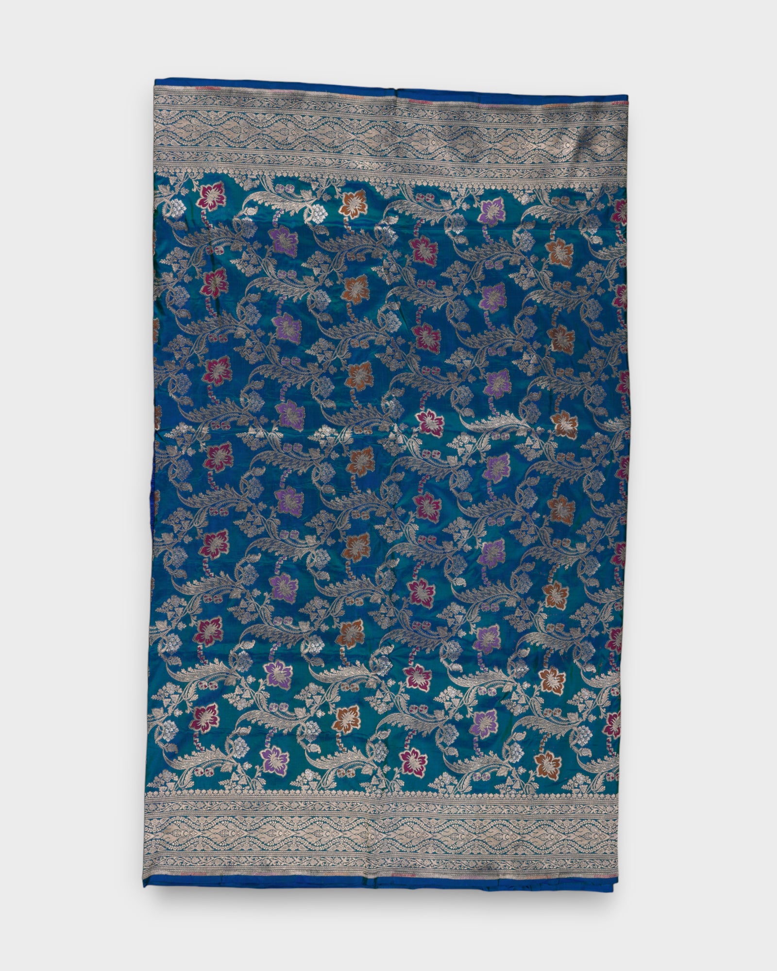 Peacock Green Katan Silk Banaras Minakari Saree