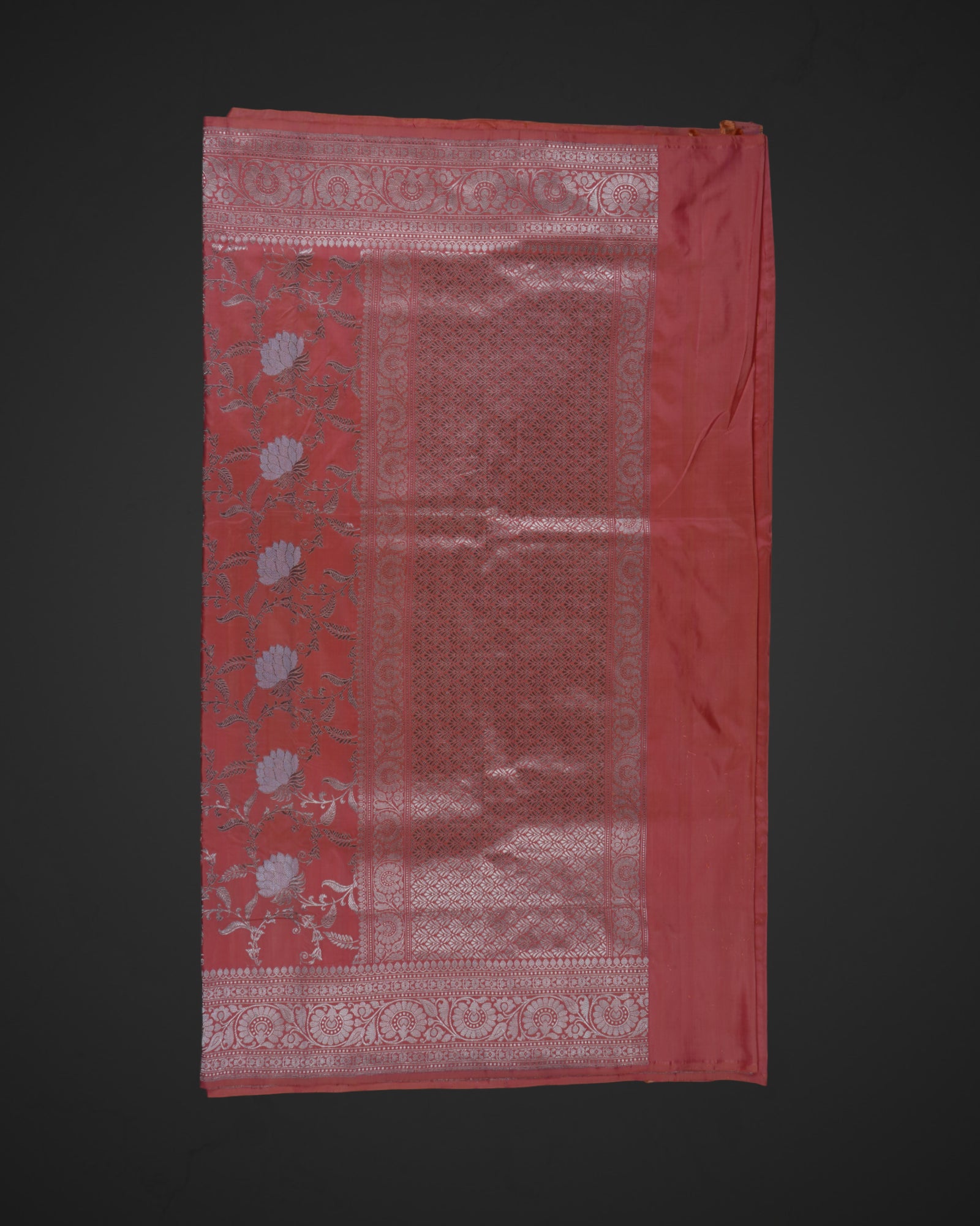Light Orange Banarasi Katan Silk Woven Saree