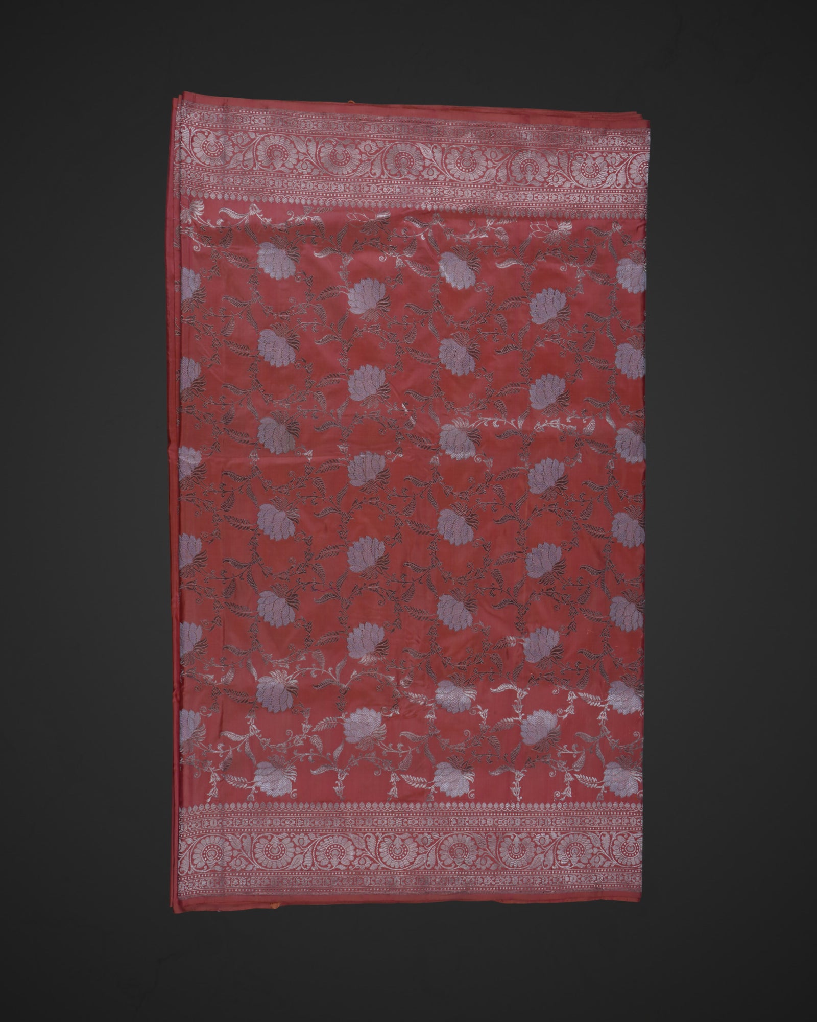 Light Orange Banarasi Katan Silk Woven Saree