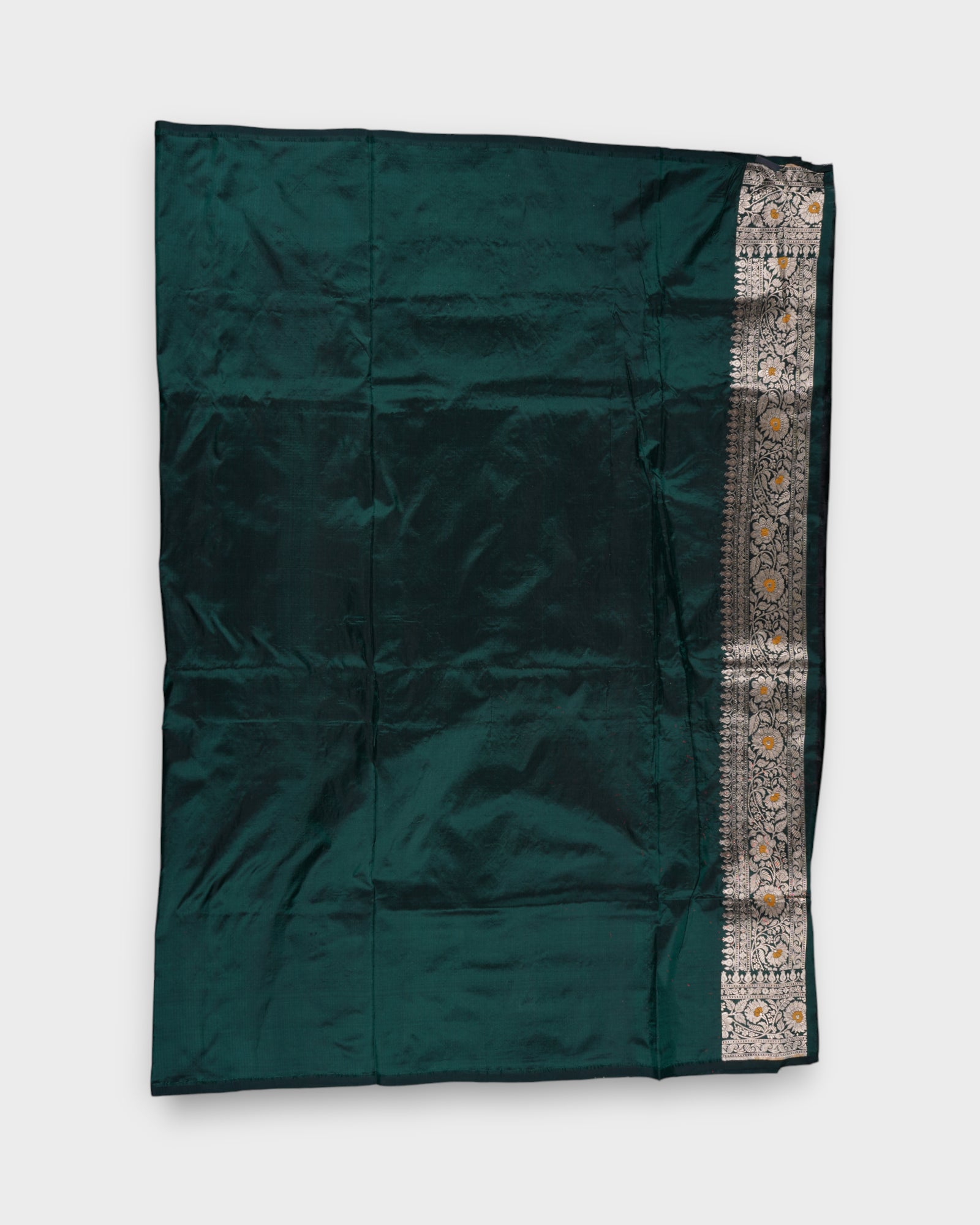 Bottle Green Katan Silk Banaras Saree