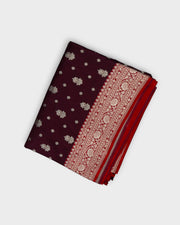 Maroon Banarasi Silk Saree With Gold Zari Buttas
