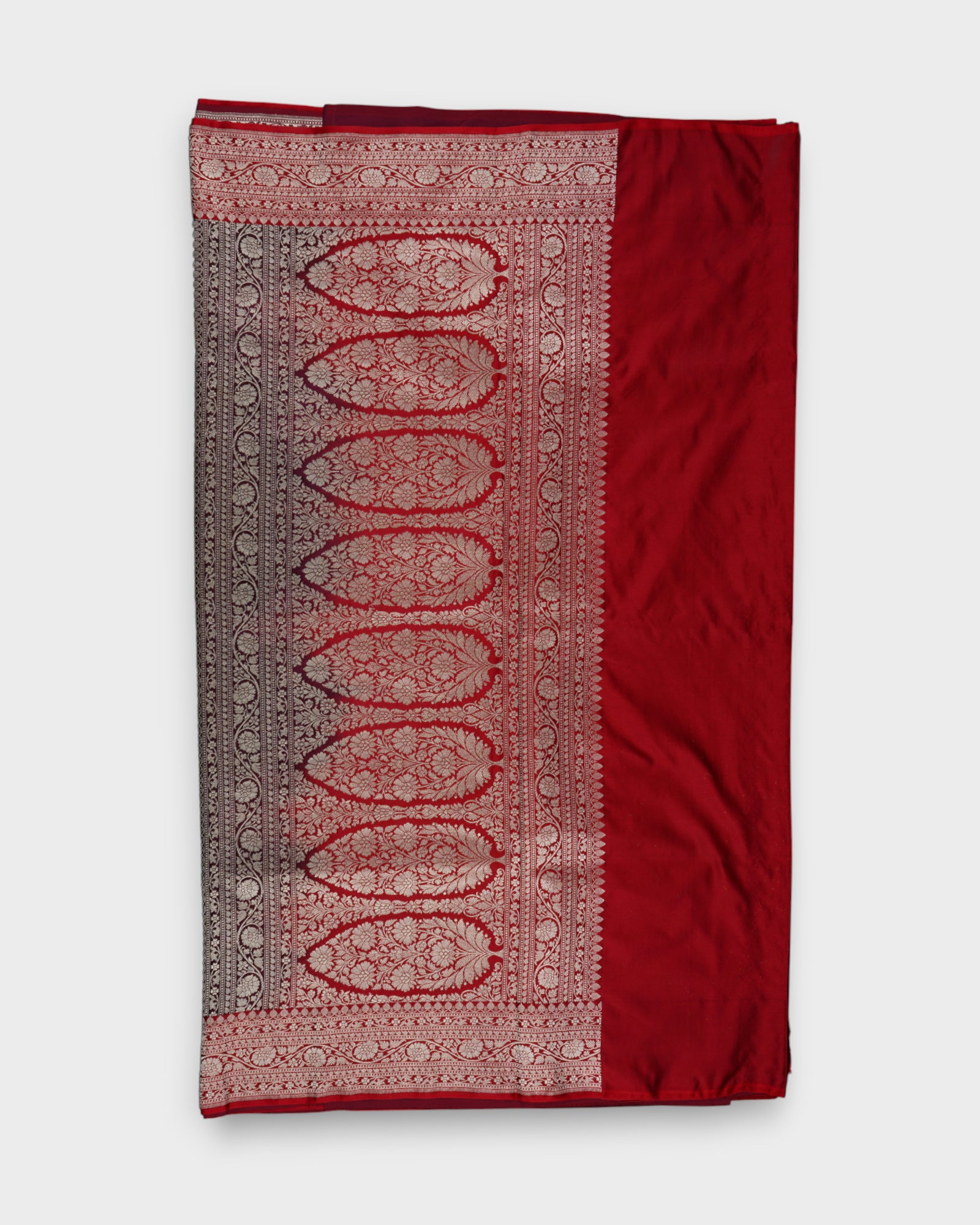 Maroon Banarasi Silk Saree With Gold Zari Buttas