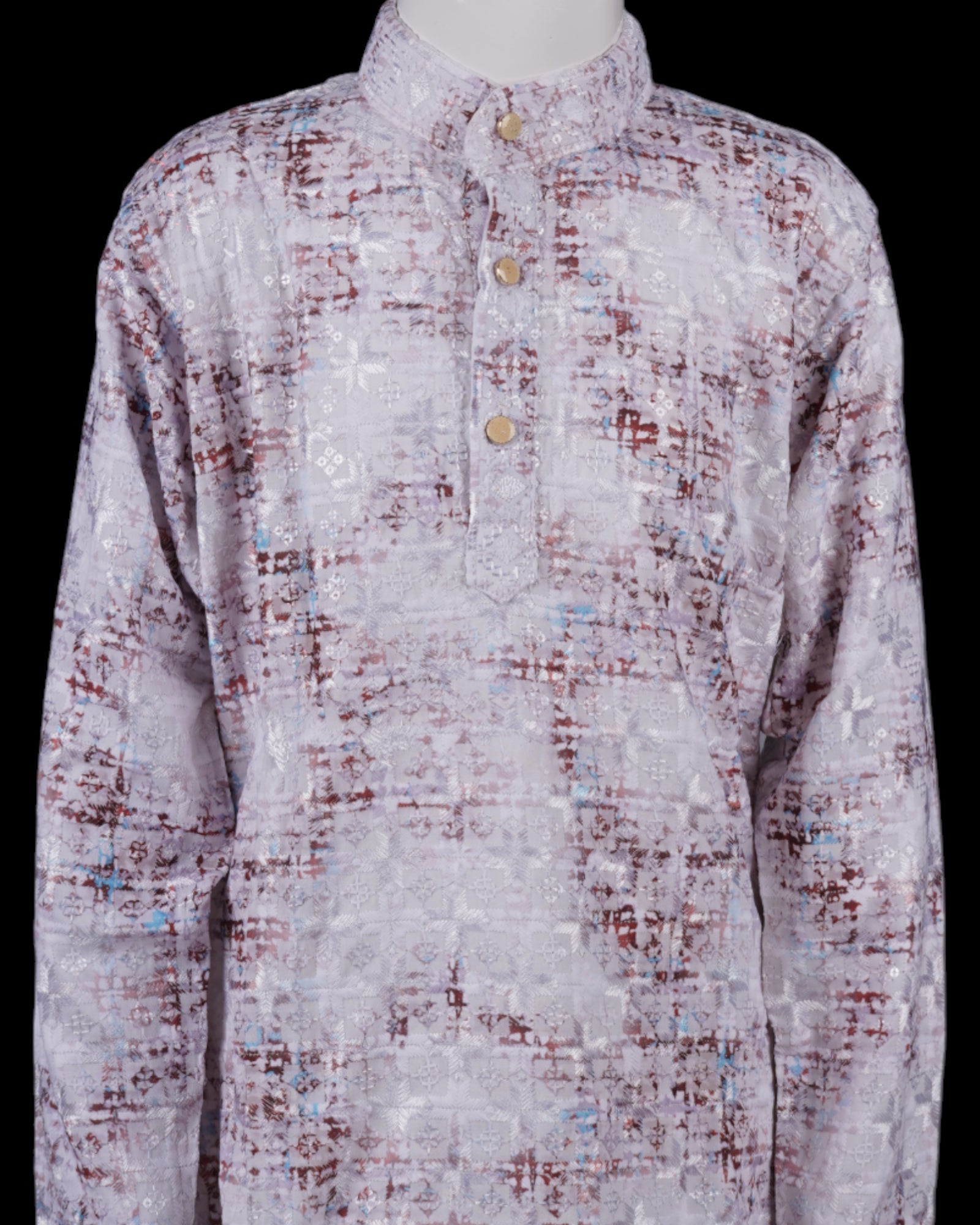 Blue Cotton Thread Embroidered Kurta Pajama Set