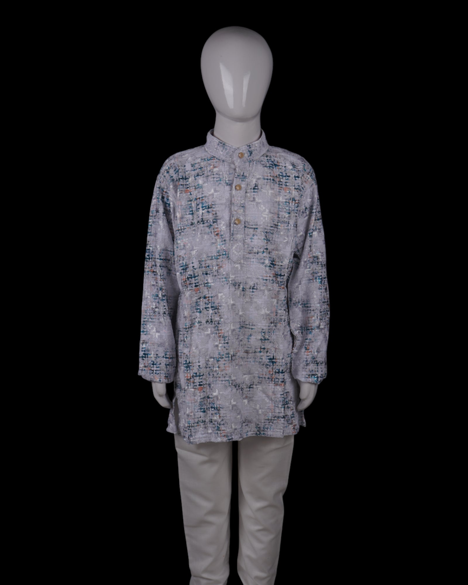 Blue Cotton Thread Embroidered Kurta Pajama Set