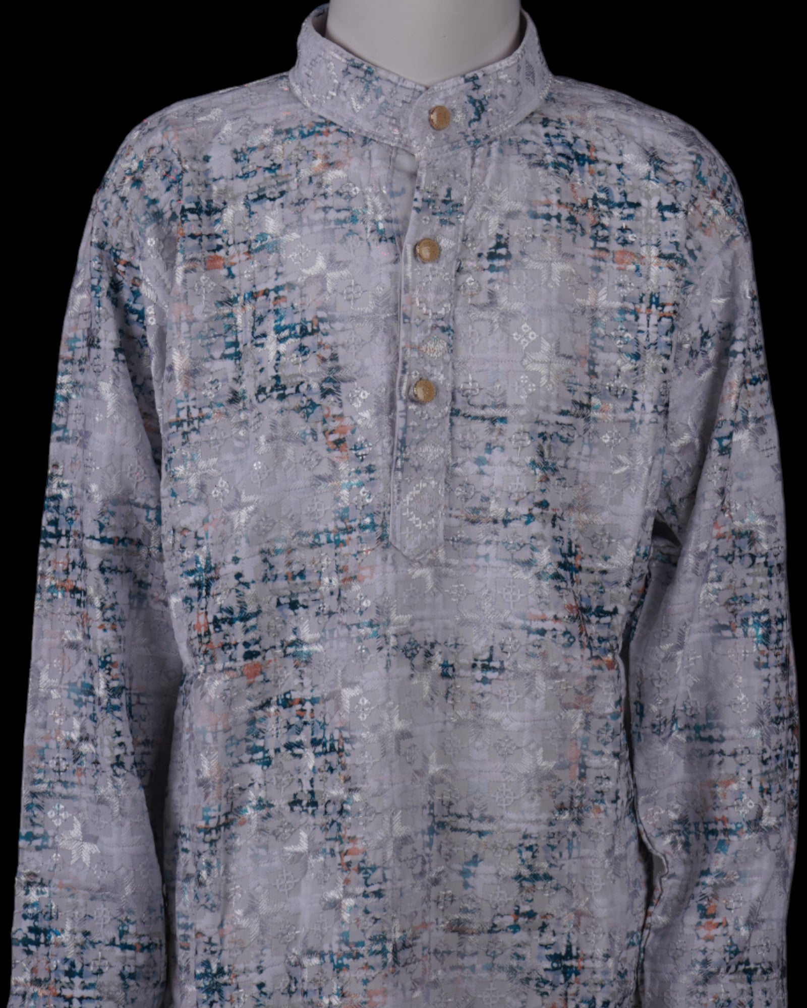 Blue Cotton Thread Embroidered Kurta Pajama Set