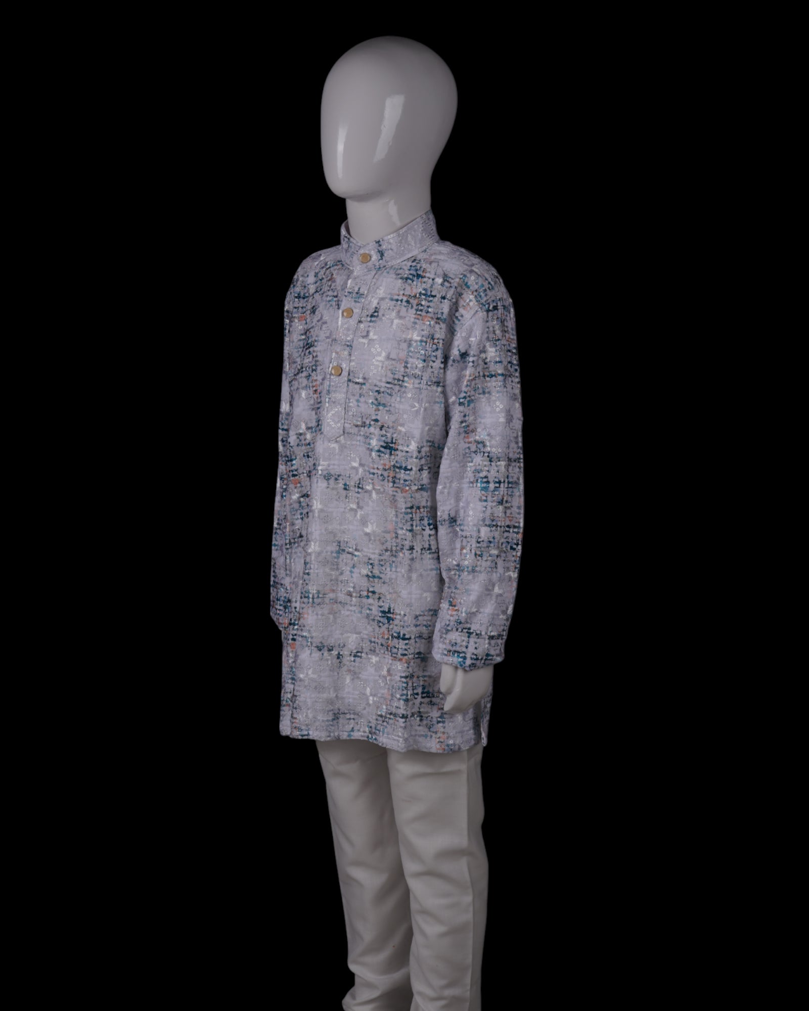 Blue Cotton Thread Embroidered Kurta Pajama Set
