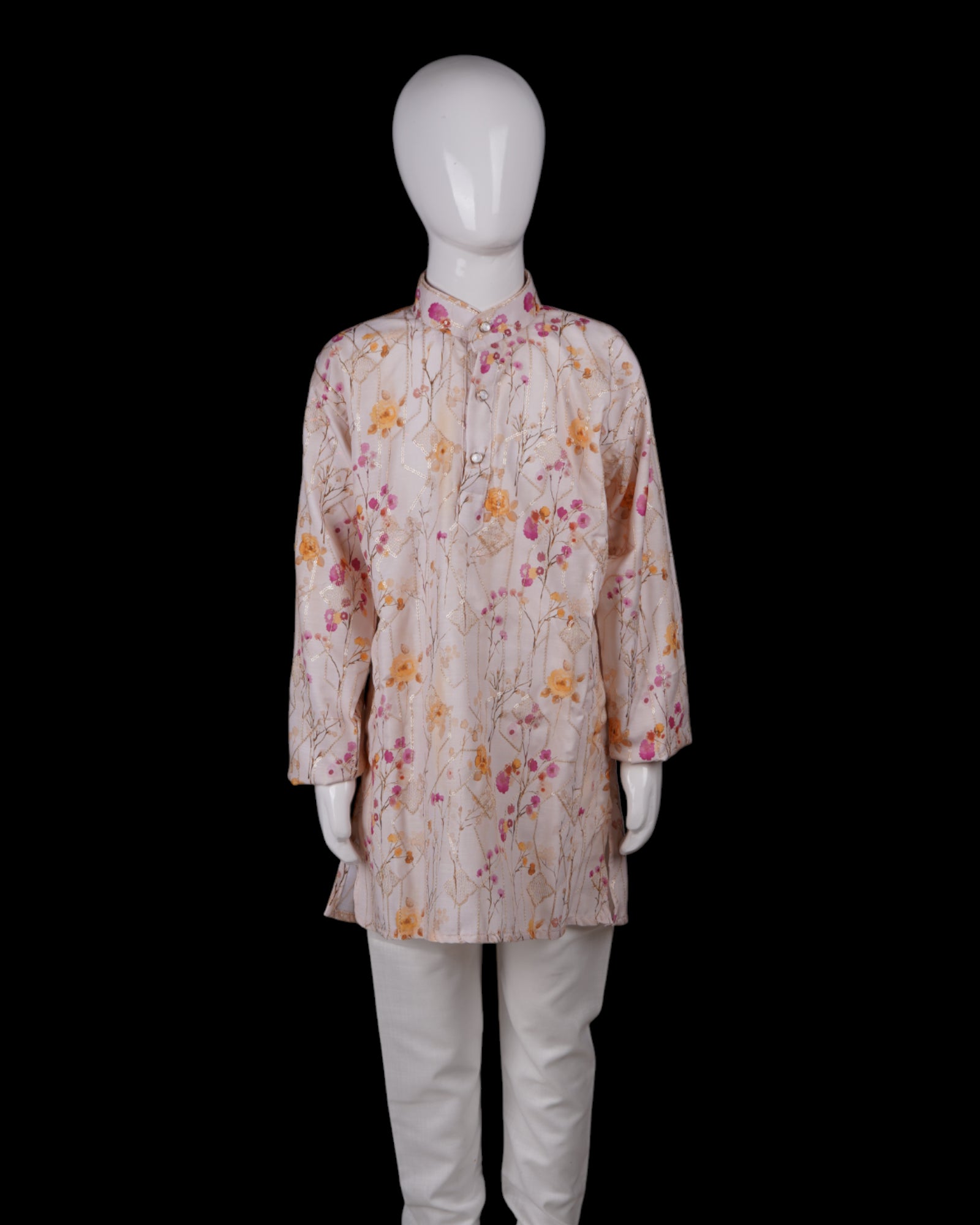 Floral Sequins Embroidered Cotton Kurta Pajama
