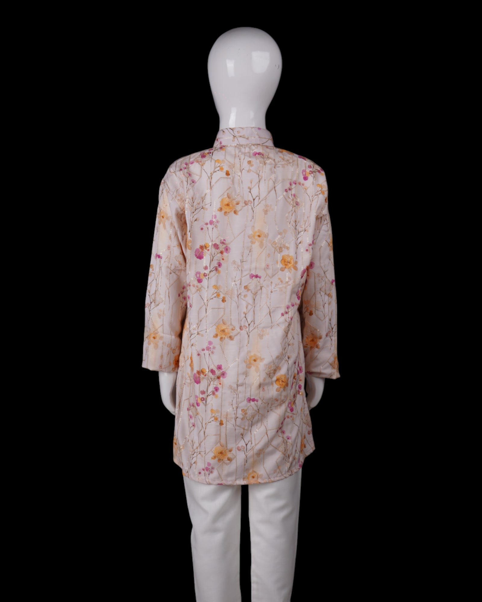 Floral Sequins Embroidered Cotton Kurta Pajama