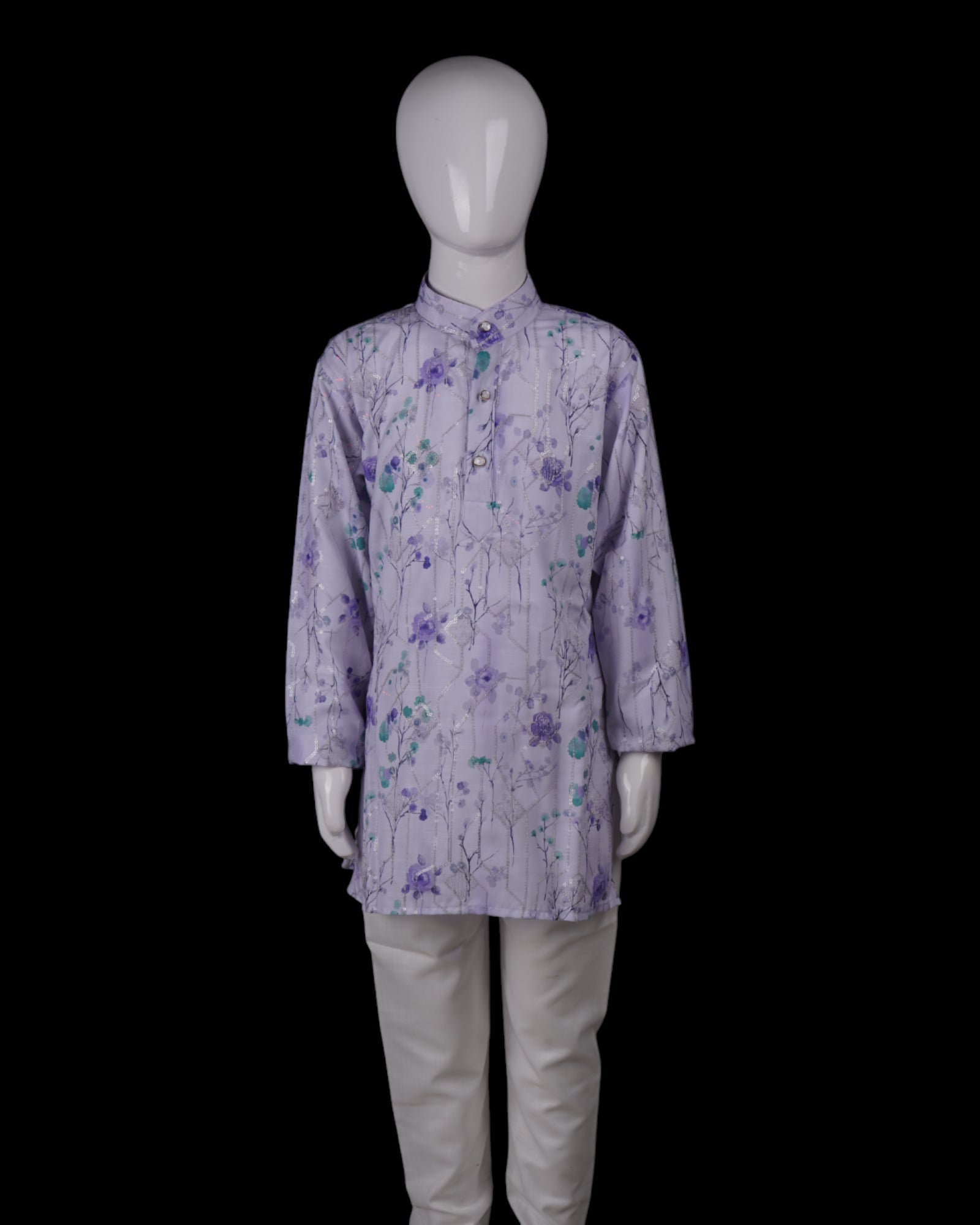 Floral Sequins Embroidered Cotton Kurta Pajama