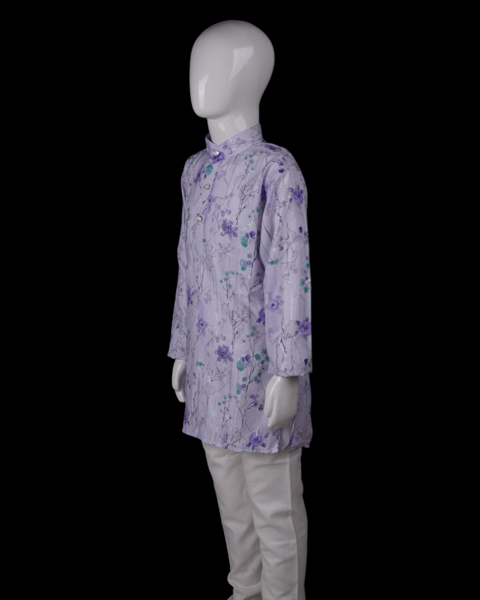 Floral Sequins Embroidered Cotton Kurta Pajama