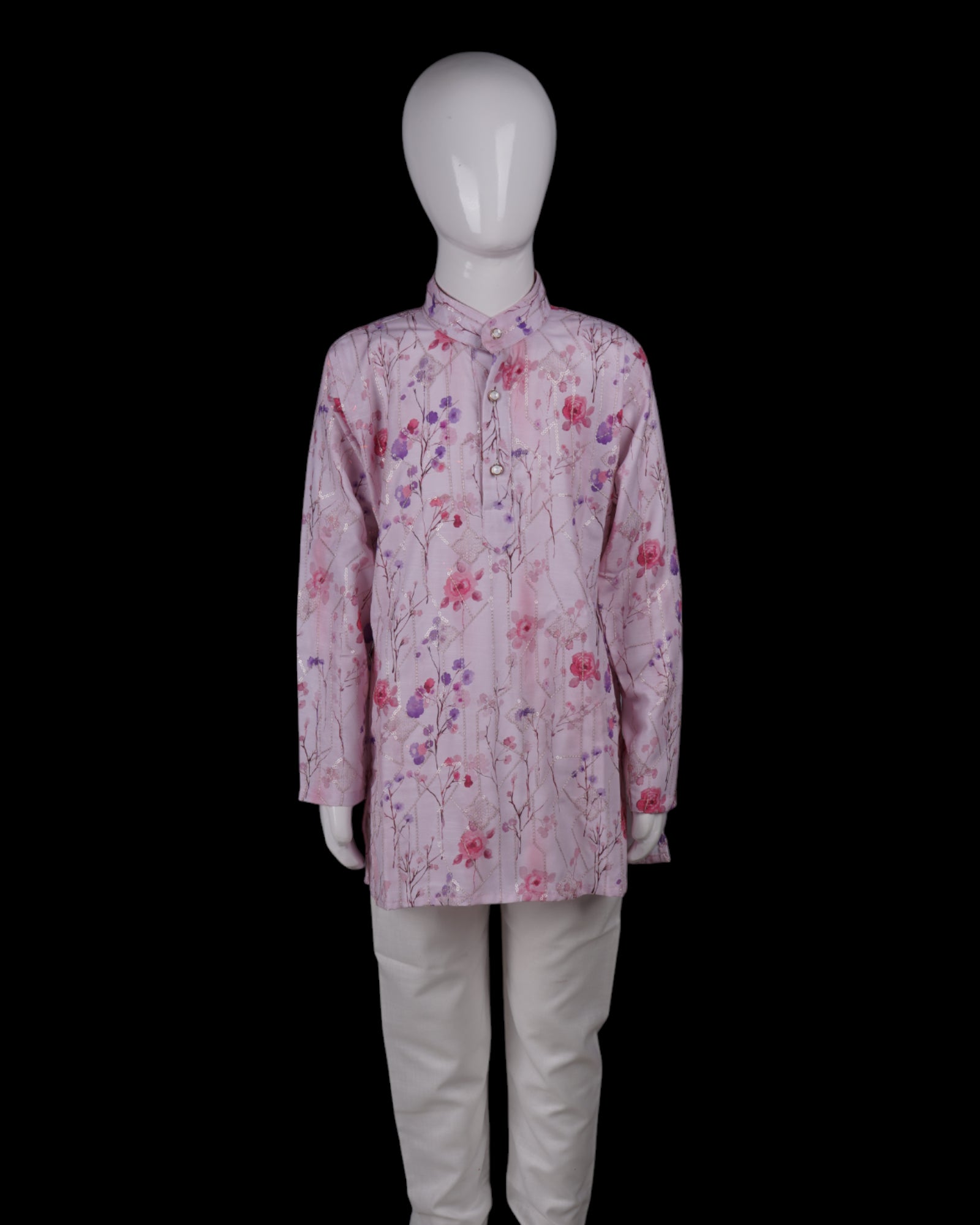 Floral Sequins Embroidered Cotton Kurta Pajama