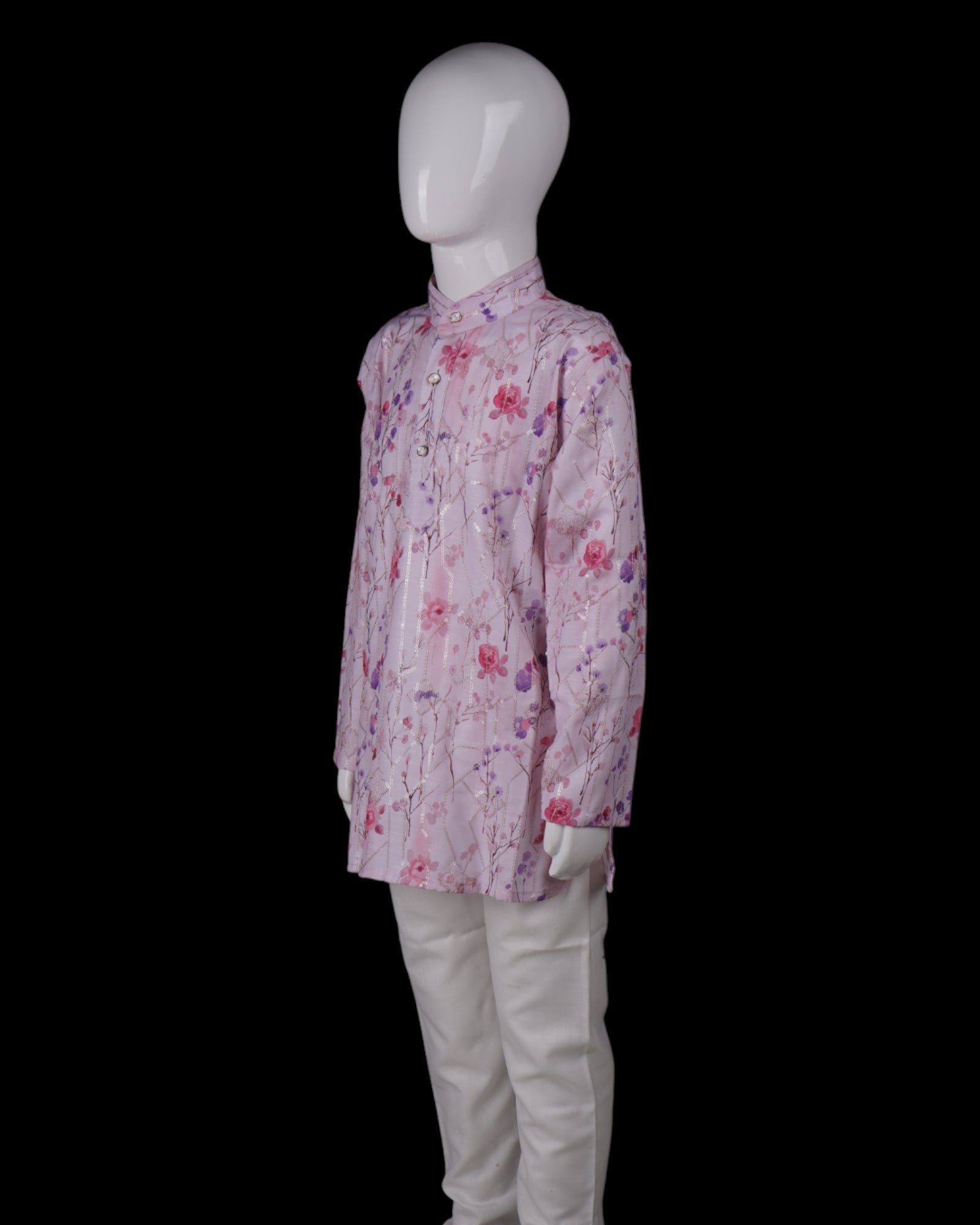 Floral Sequins Embroidered Cotton Kurta Pajama