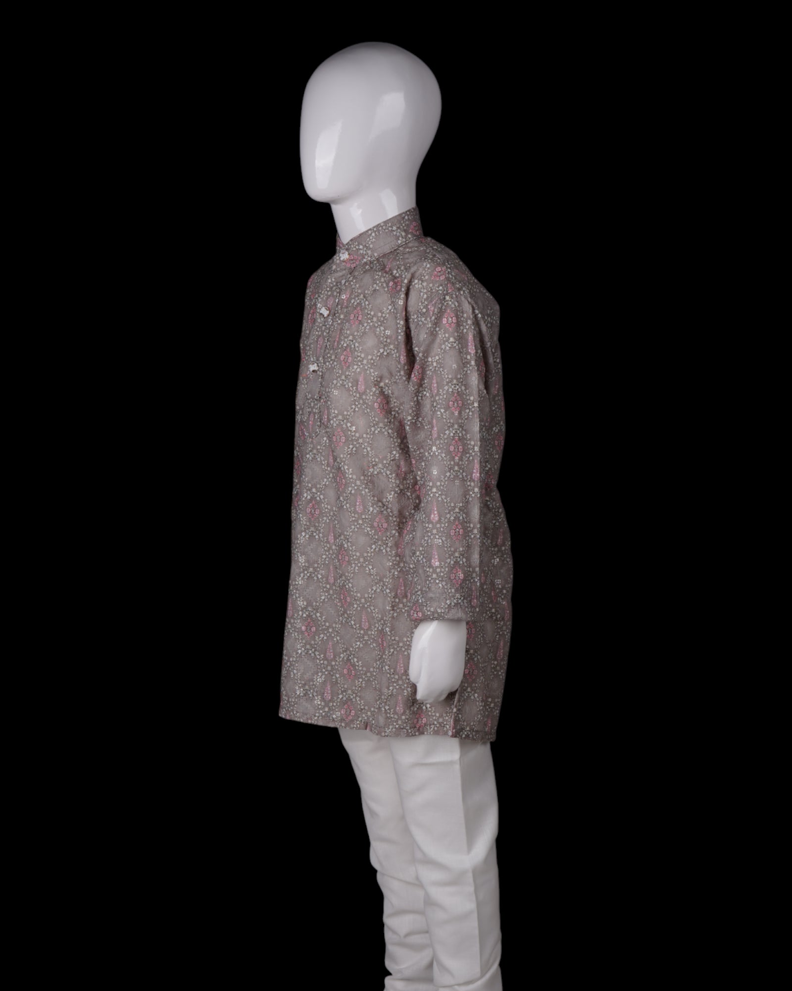 Geometric Embroidered Cotton Kurta Pajama Set