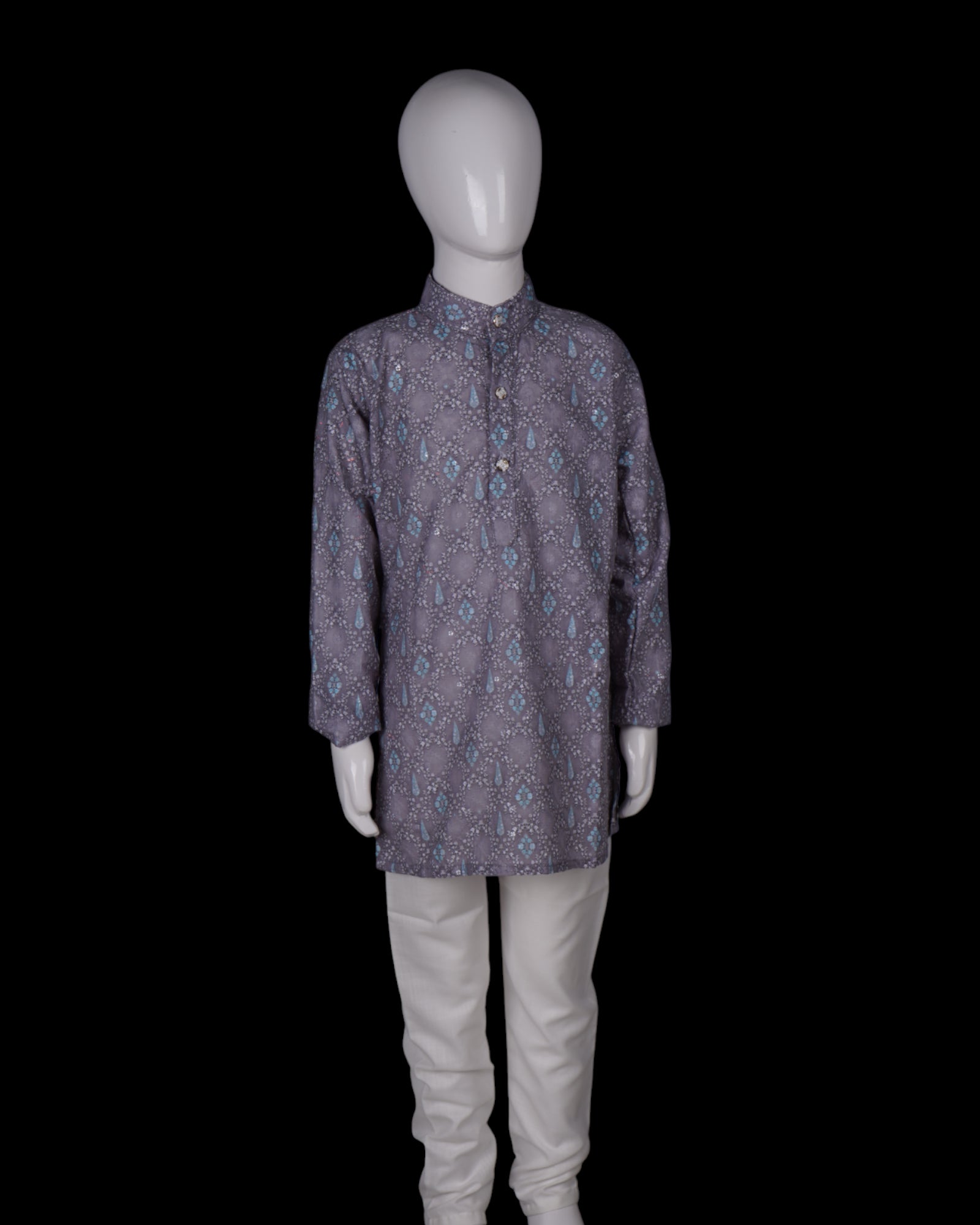 Geometric Embroidered Cotton Kurta Pajama Set
