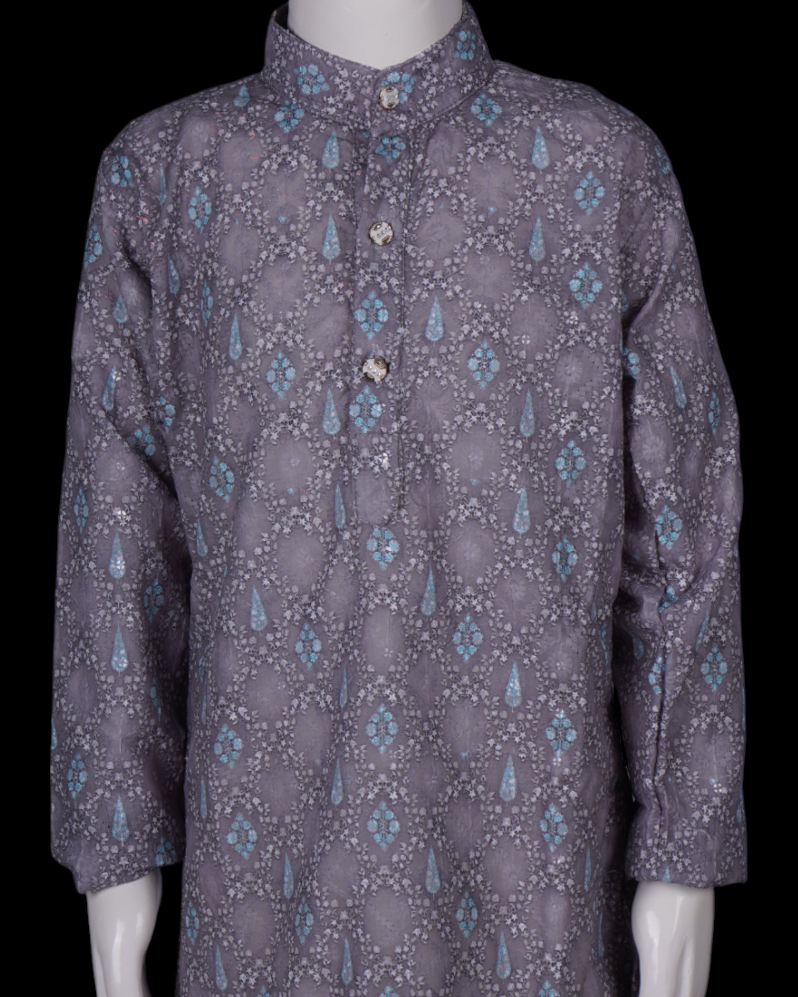 Geometric Embroidered Cotton Kurta Pajama Set