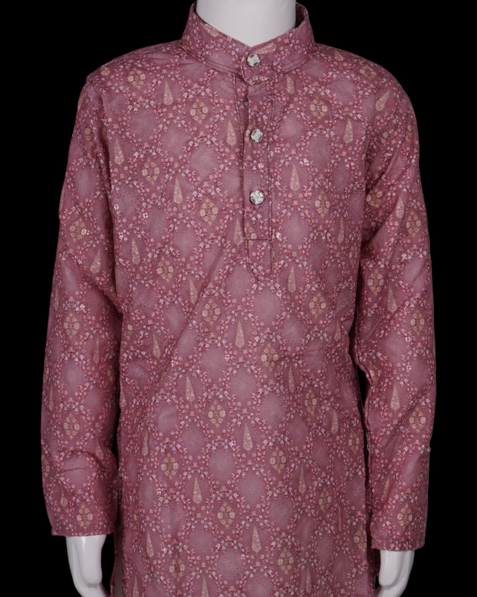 Geometric Embroidered Cotton Kurta Pajama Set