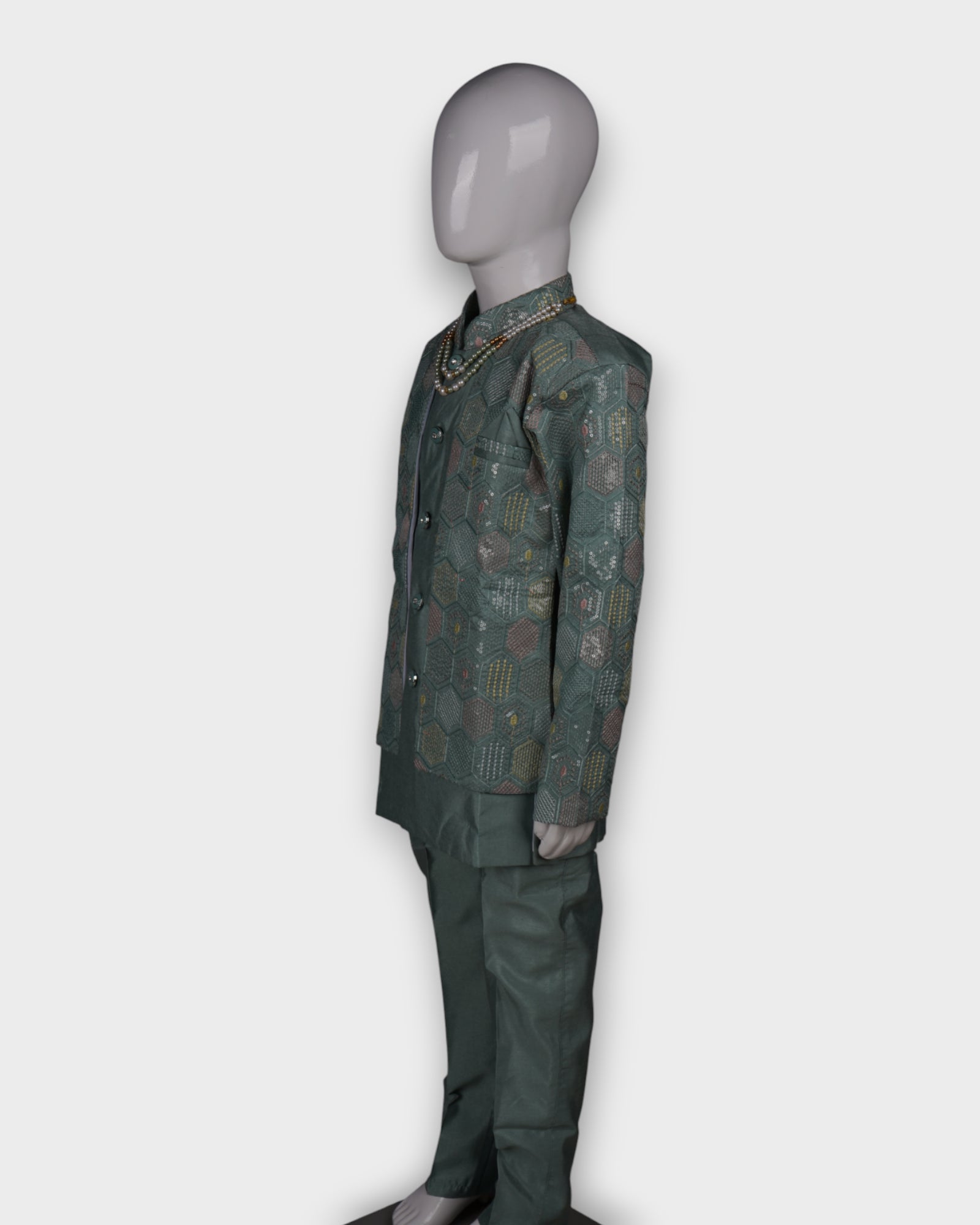 Transform your presence in this exquisite embroidered sherwani