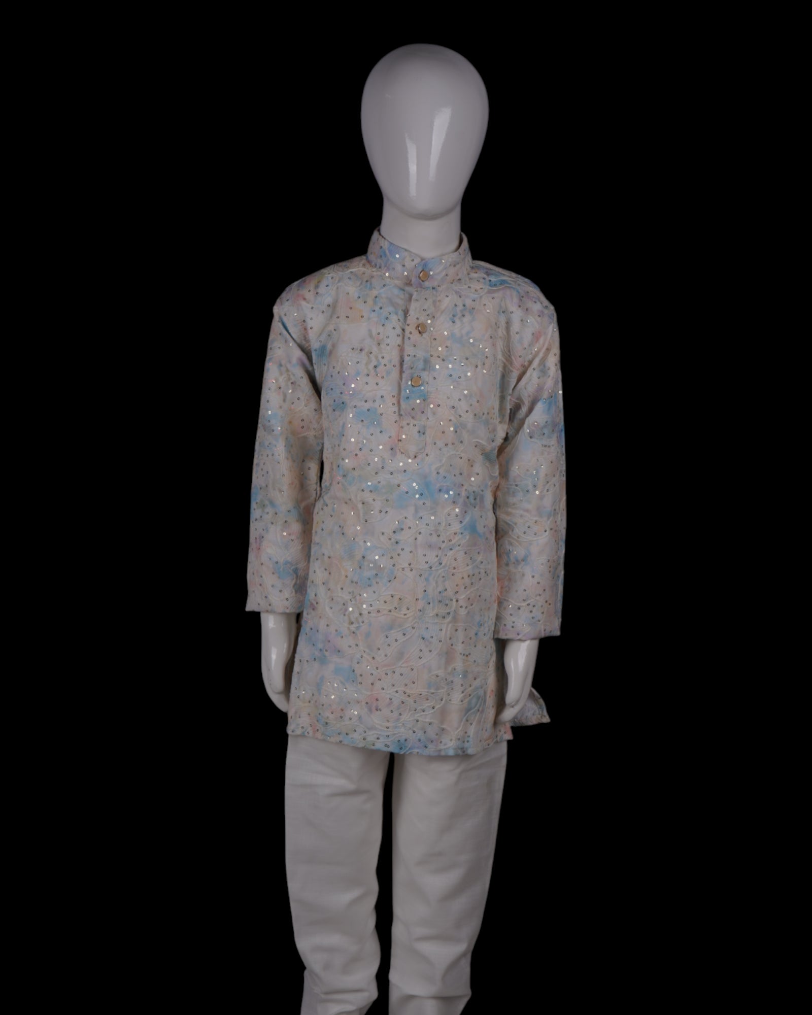 Blue Cotton Shibori Embroidered Kurta Pajama Set
