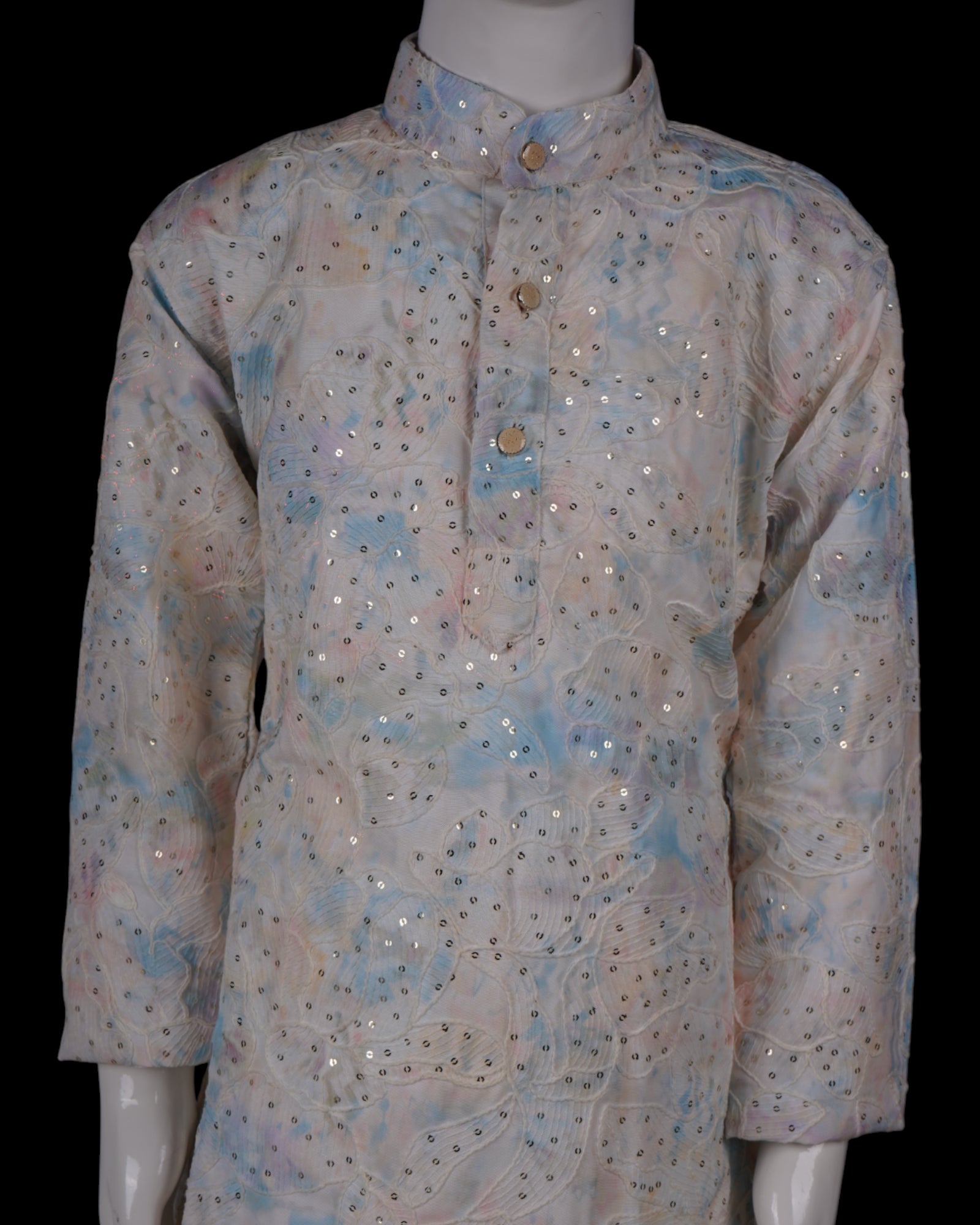 Blue Cotton Shibori Embroidered Kurta Pajama Set