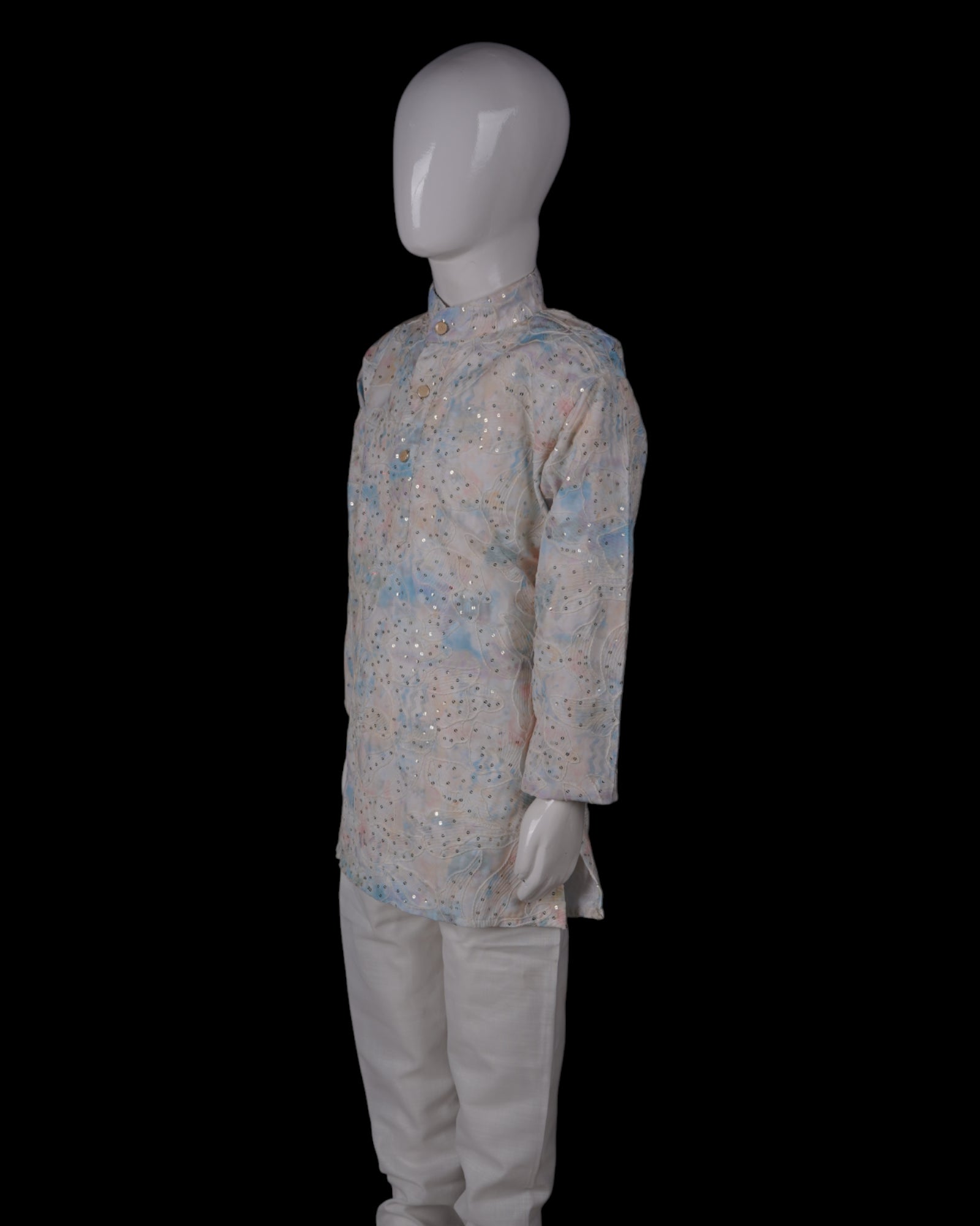 Blue Cotton Shibori Embroidered Kurta Pajama Set