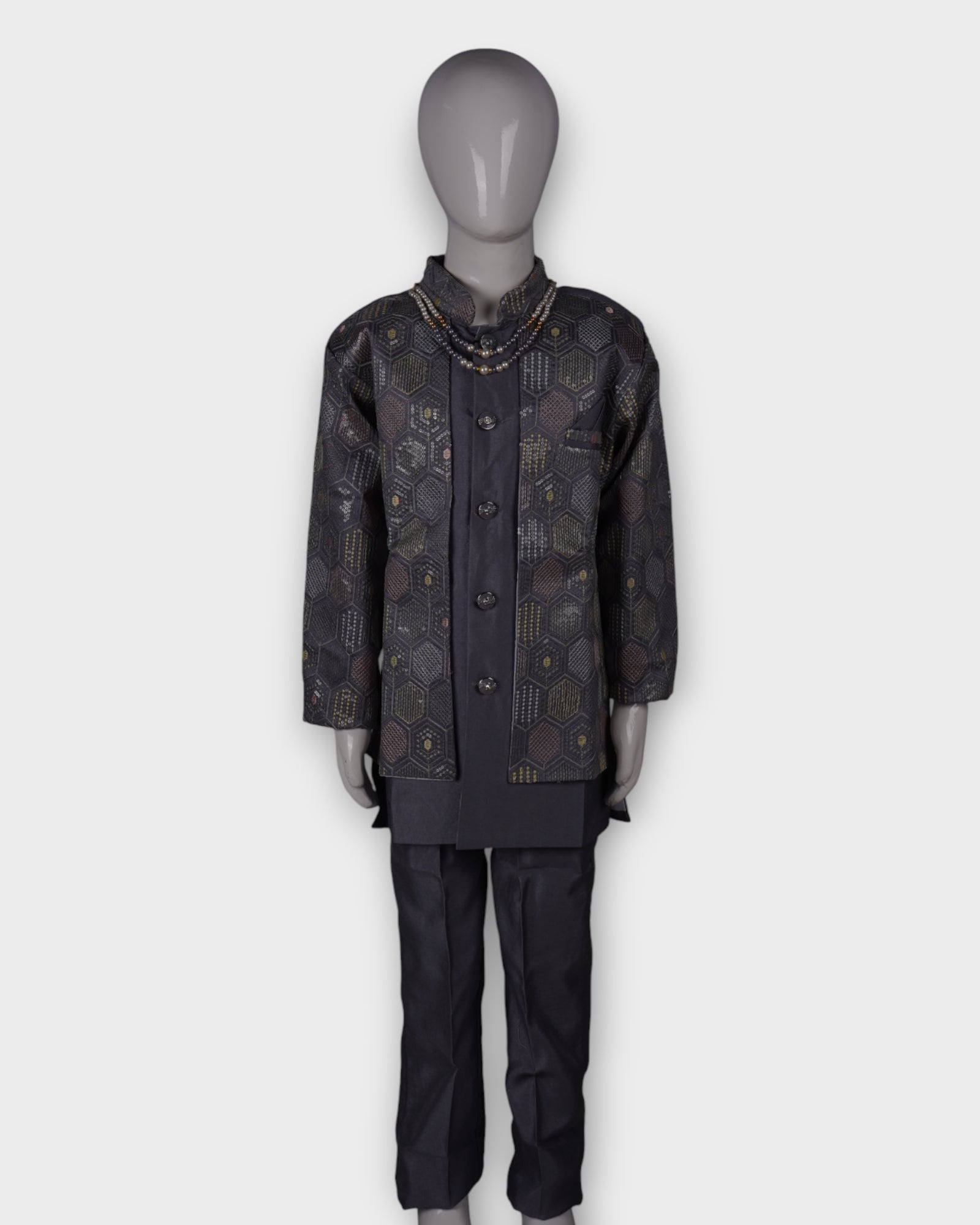 Transform your presence in this exquisite embroidered sherwani