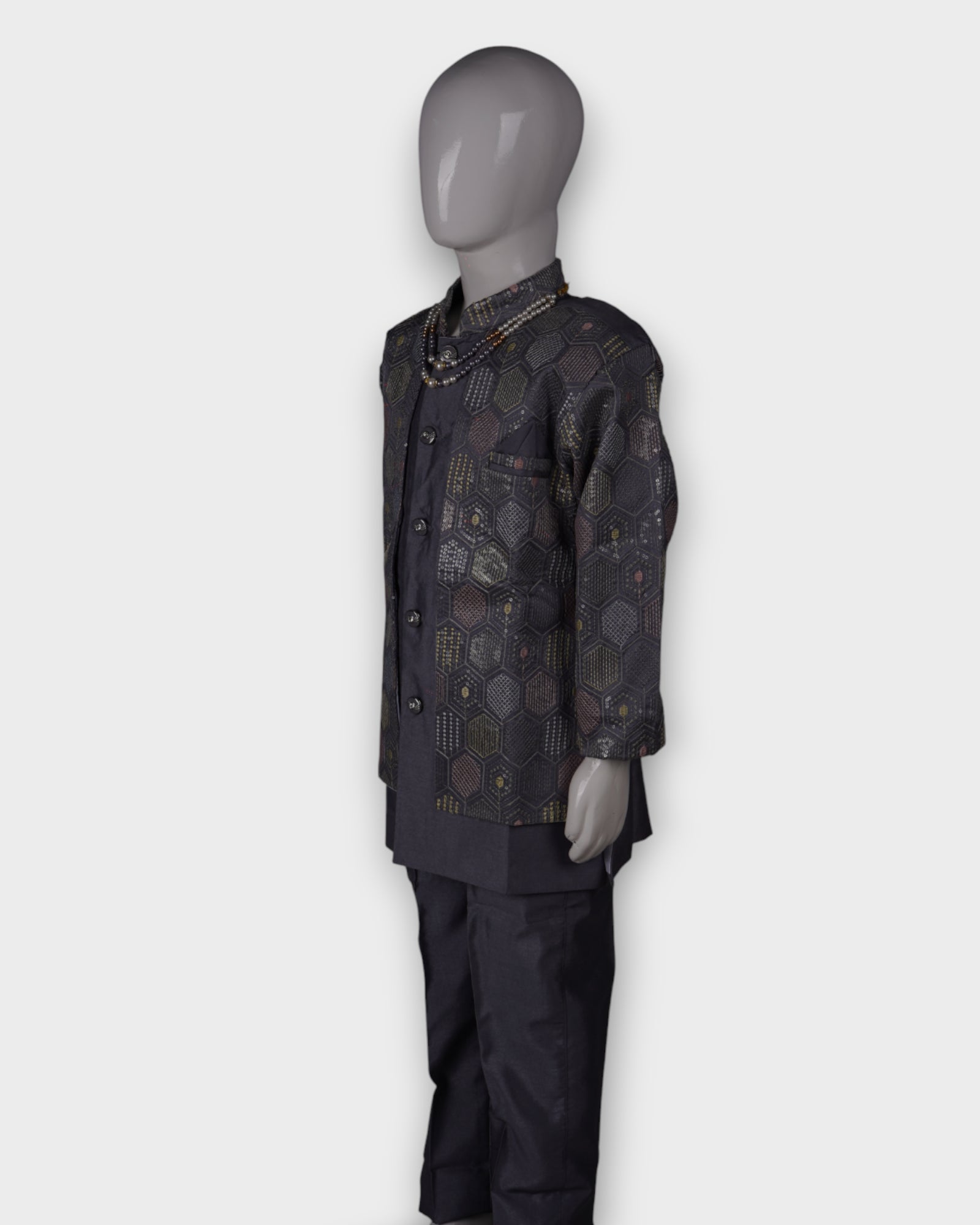 Transform your presence in this exquisite embroidered sherwani