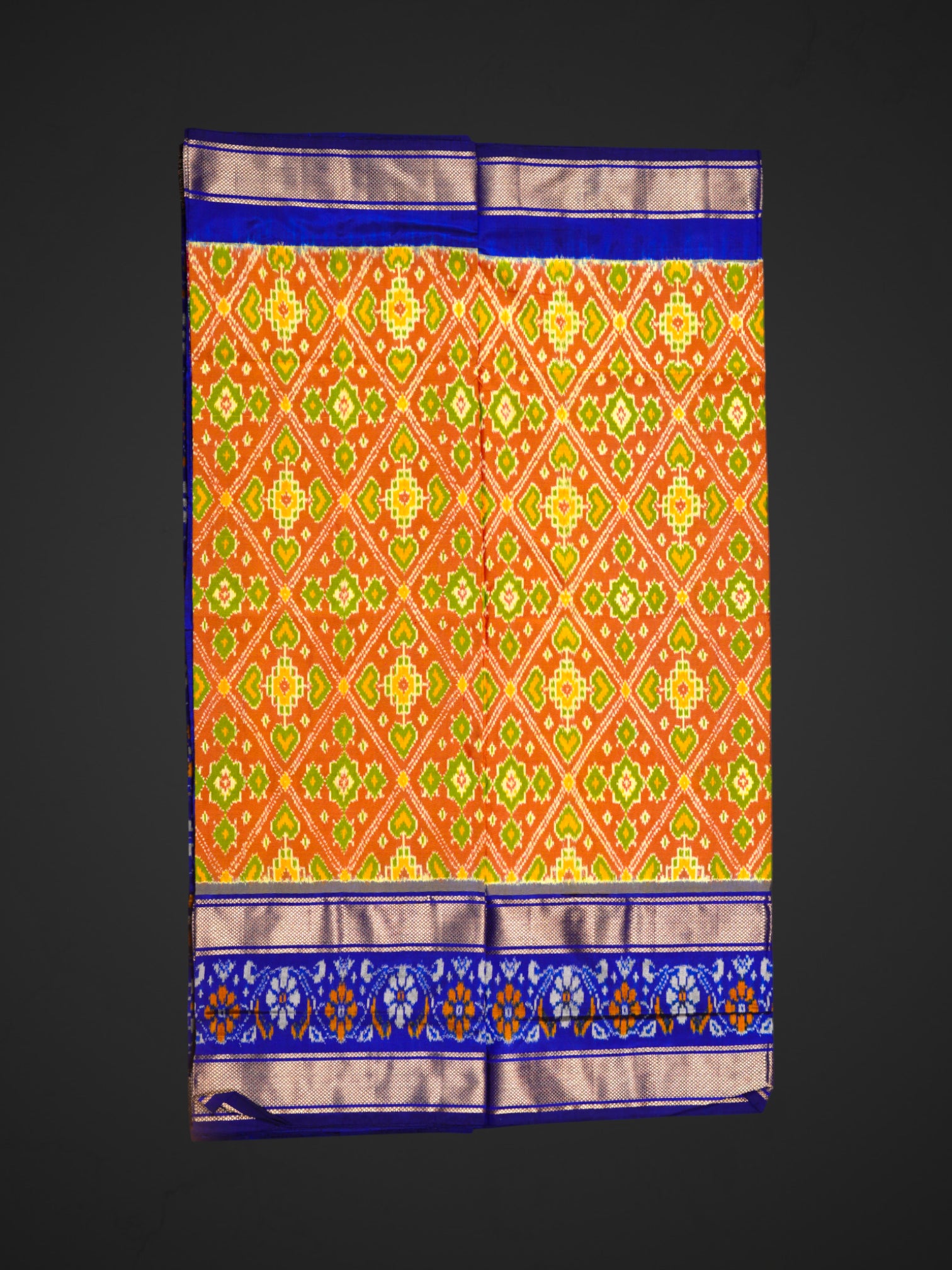 Orange Handwoven Pochampally Silk Saree