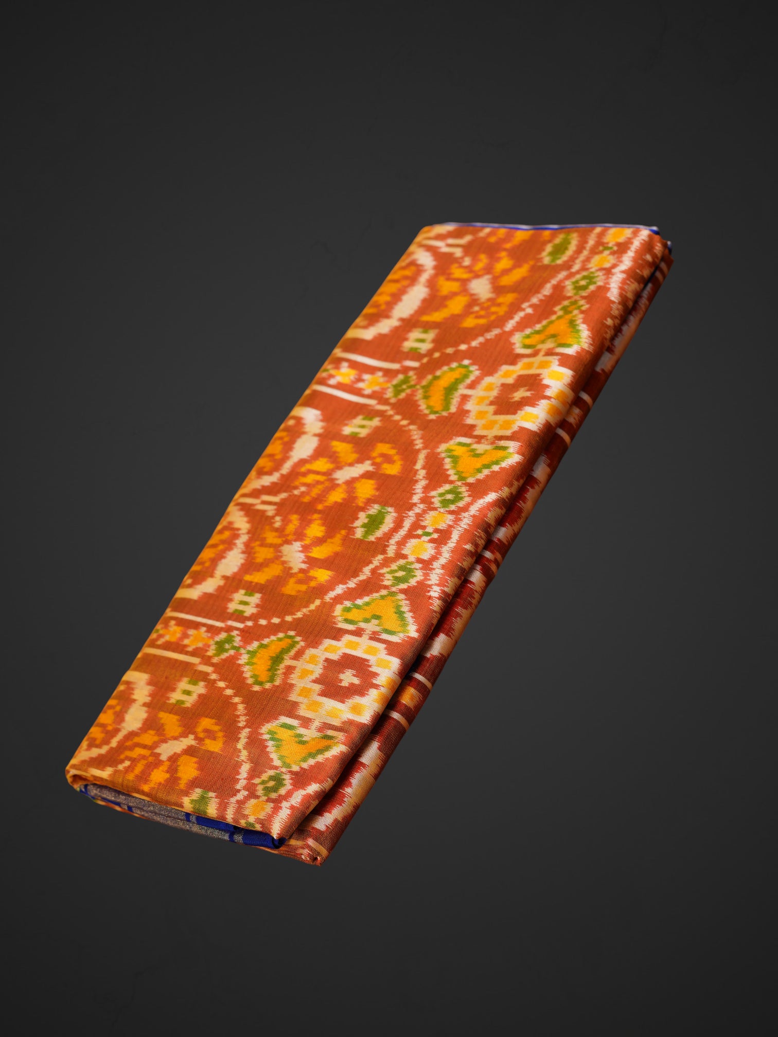 Orange Pochampally Silk Ikat Saree