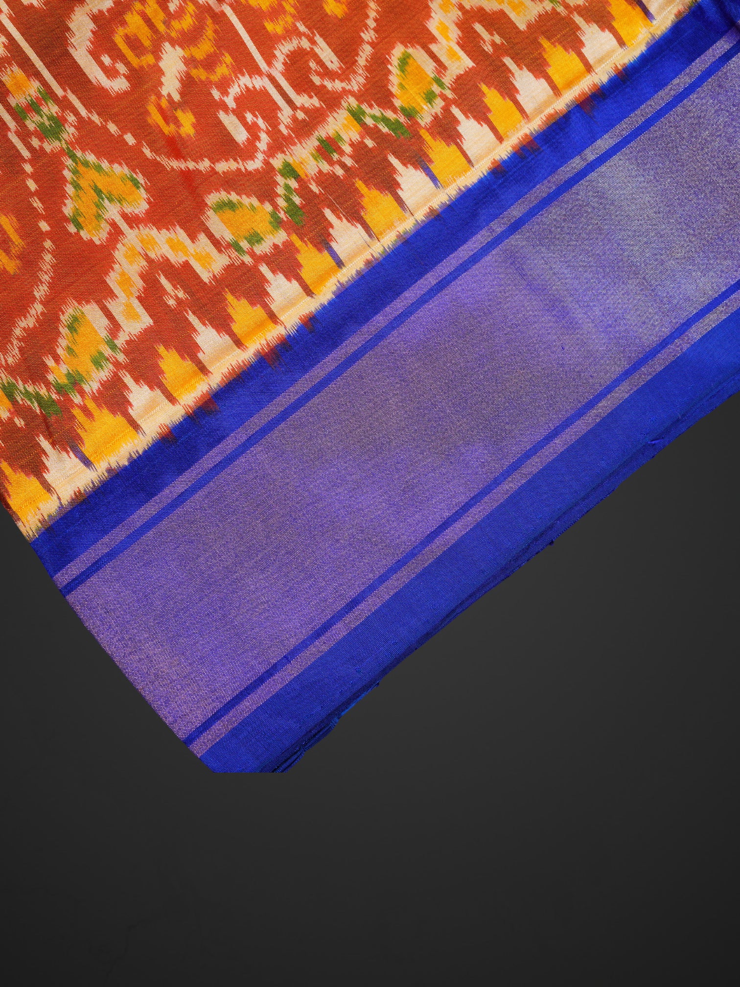 Orange Pochampally Silk Ikat Saree
