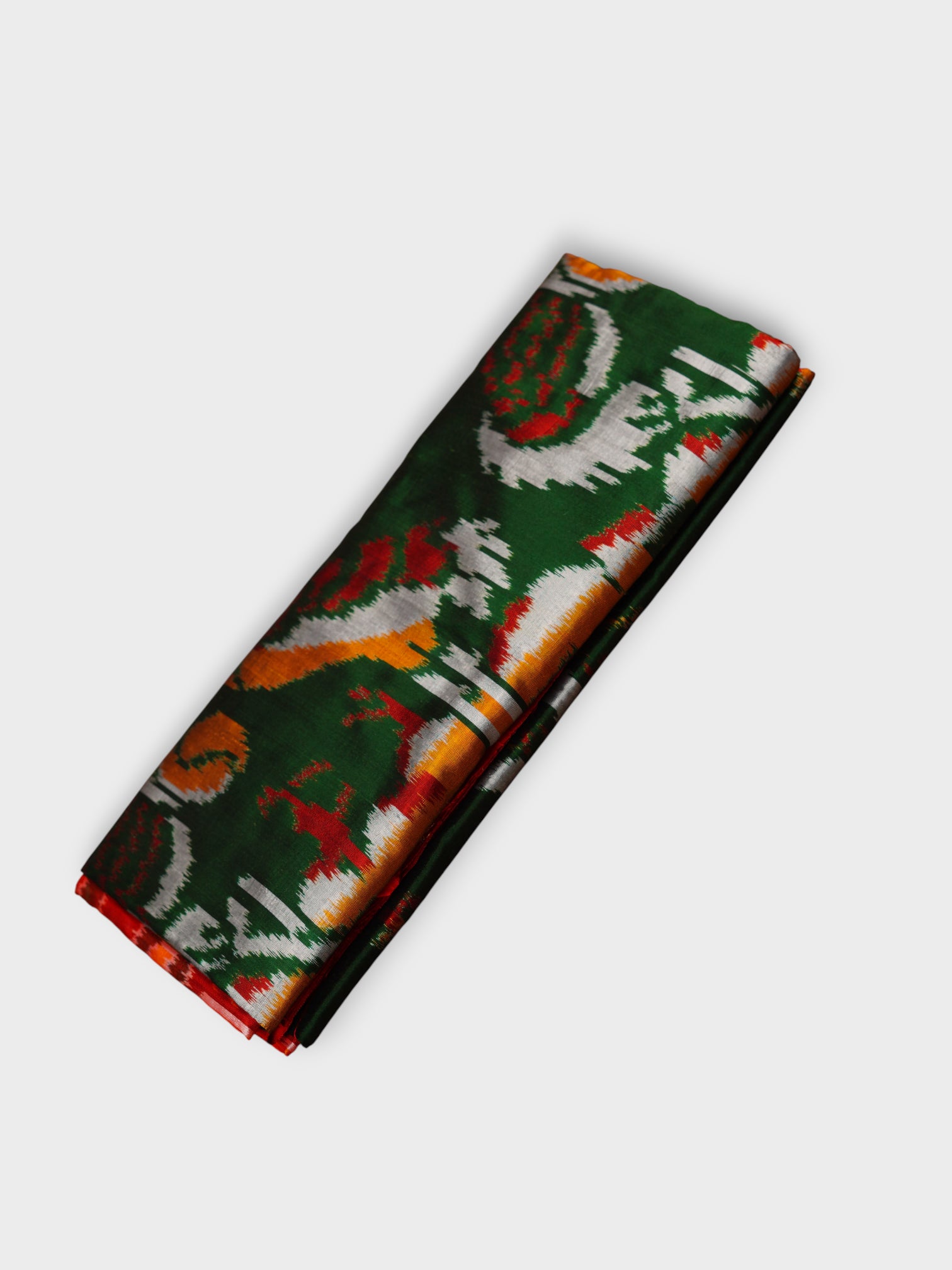 Bottle Green Pochampally Silk Animal Print Saree