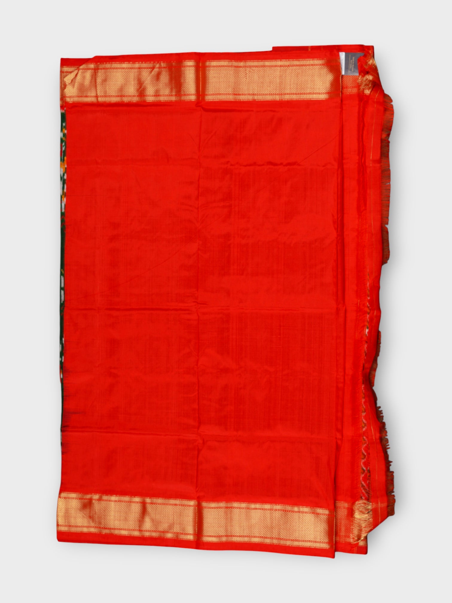 Bottle Green Pochampally Silk Animal Print Saree