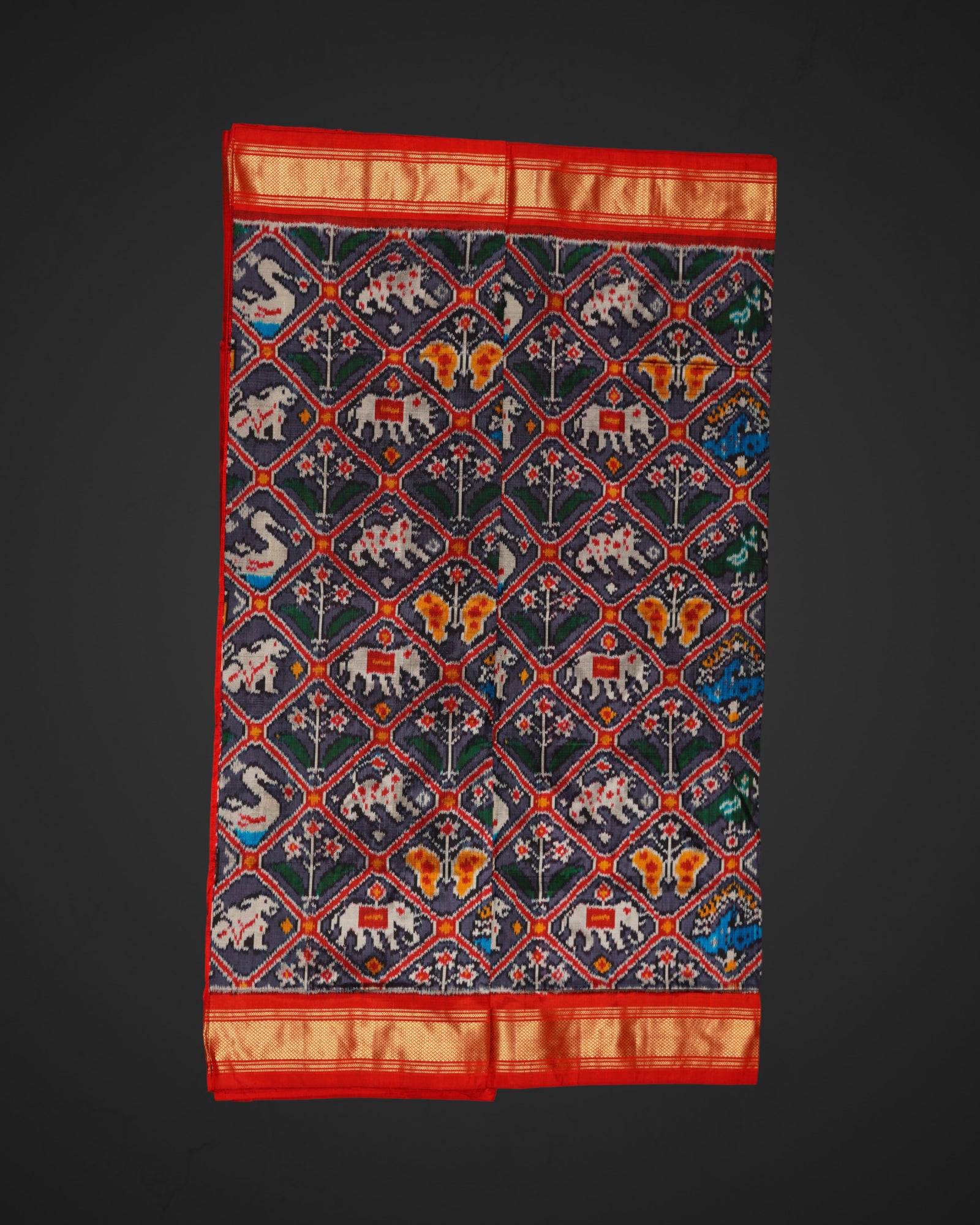 Dark Grey Pochampally Silk Saree