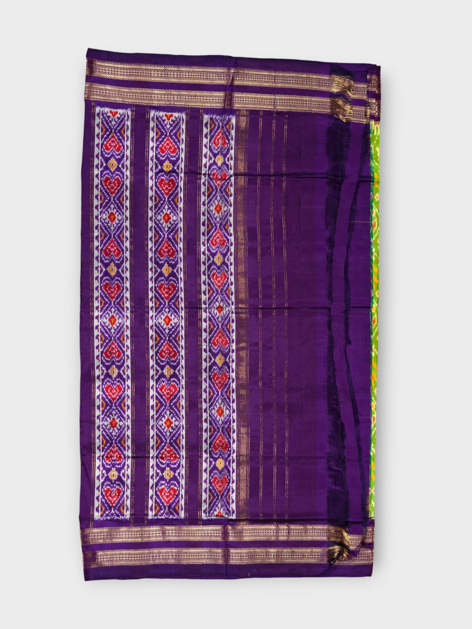 Parrot Green Pochampally Silk Woven Saree