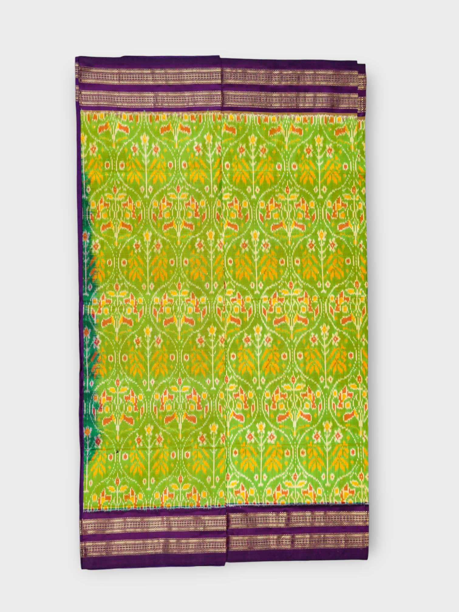 Parrot Green Pochampally Silk Woven Saree