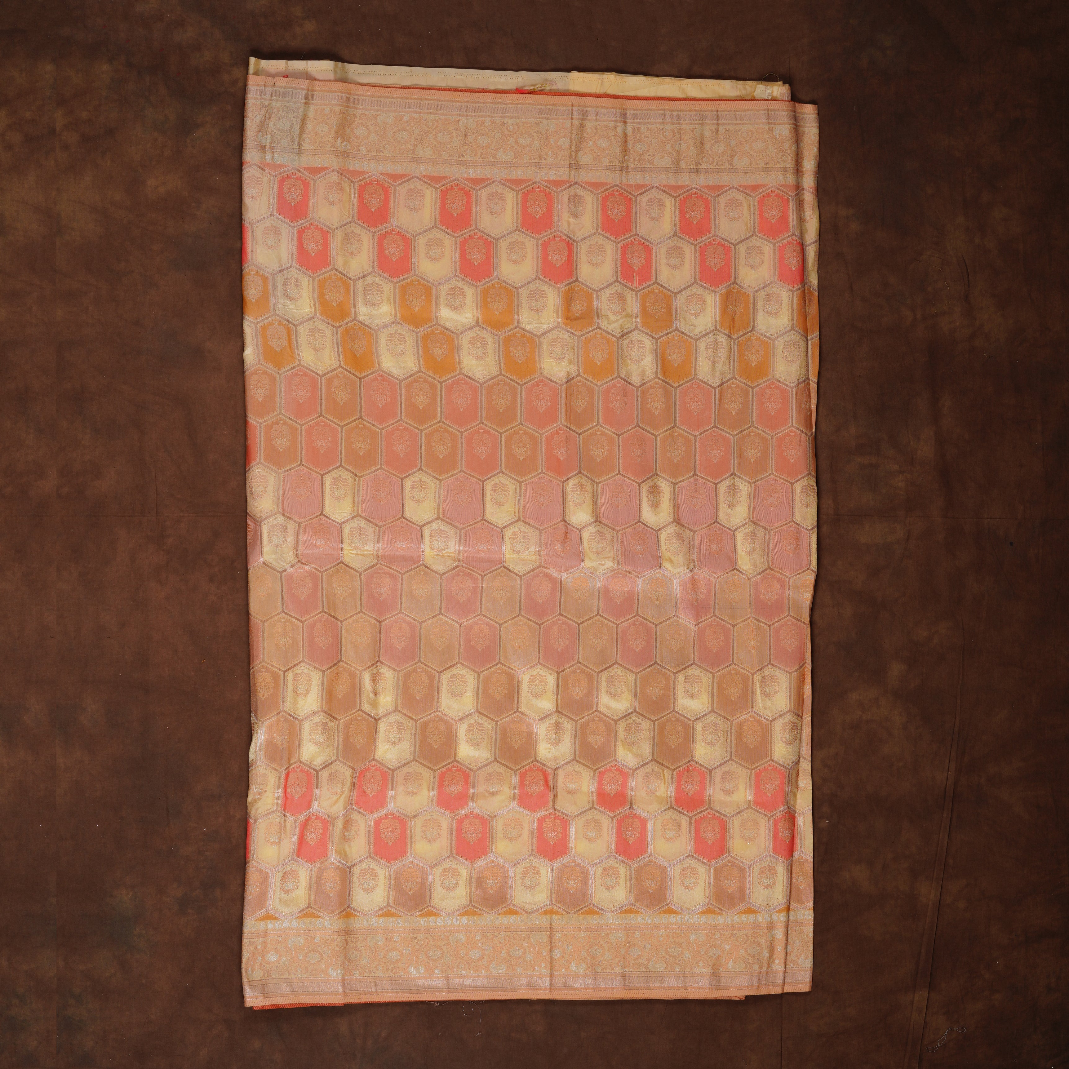 Vibrant Floral Silk Saree With Cream Blouse