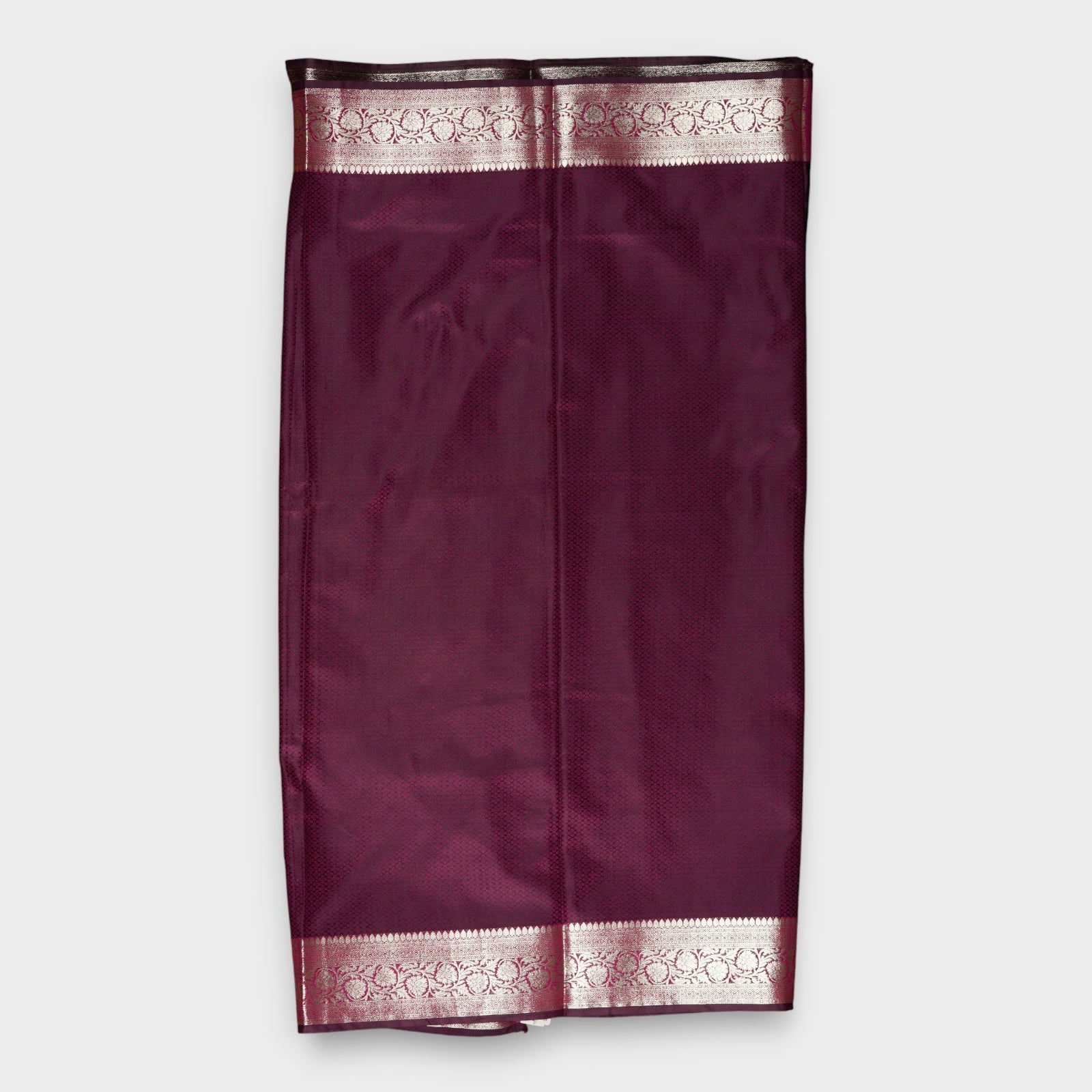 Deep Burgandy Silk Saree with Copper Zari Accents