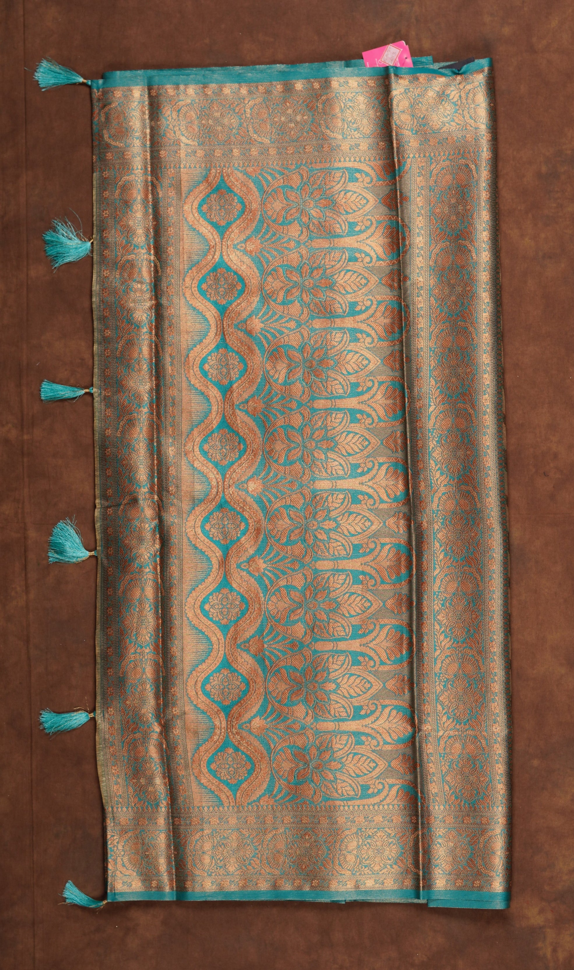 Blue Tissue Silk Saree With Striped Detail