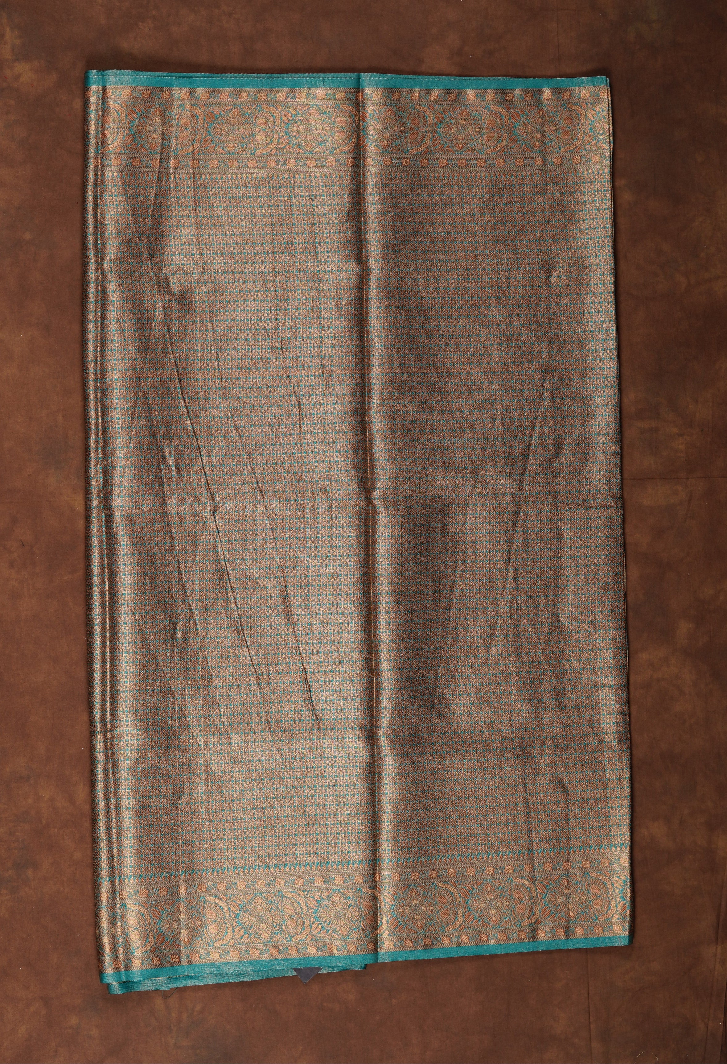 Blue Tissue Silk Saree With Striped Detail