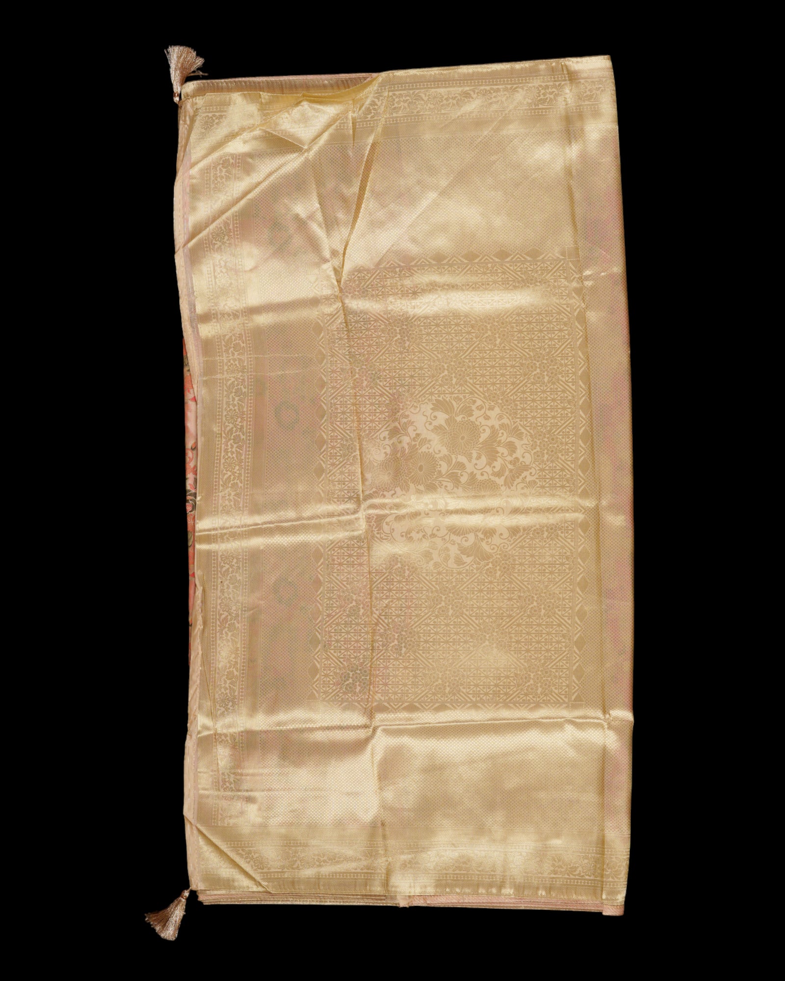 Floral Dola Silk Saree With Brocade Blouse