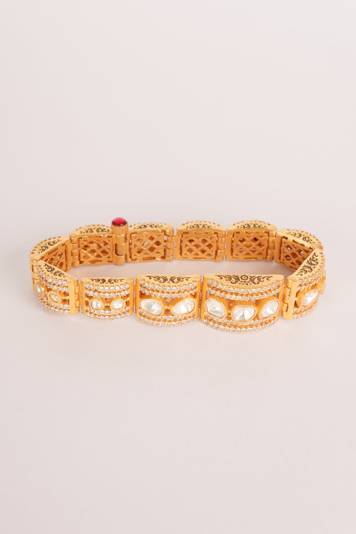 Classic Gold Kundan & CZ Stone Bracelet