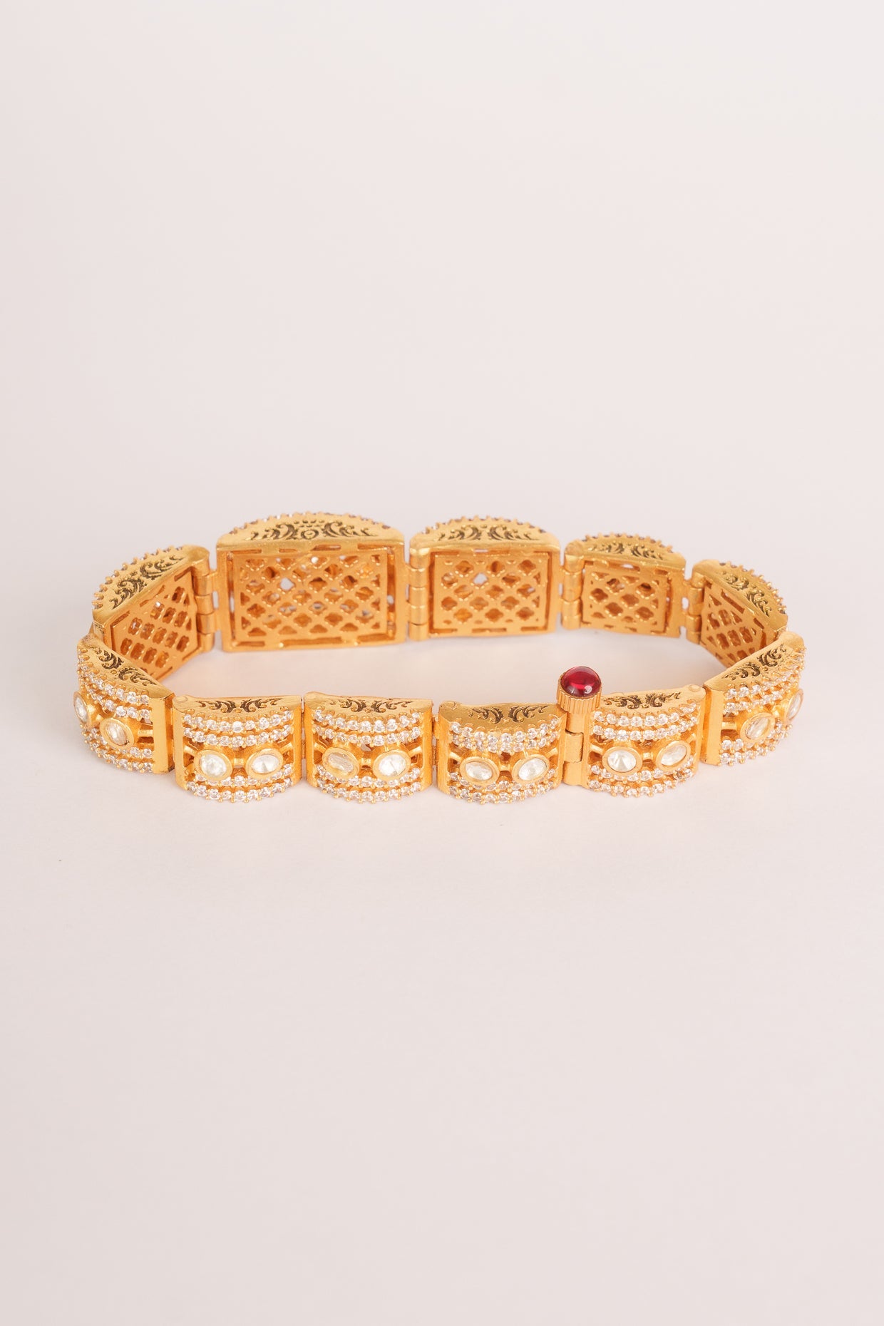 Classic Gold Kundan & CZ Stone Bracelet