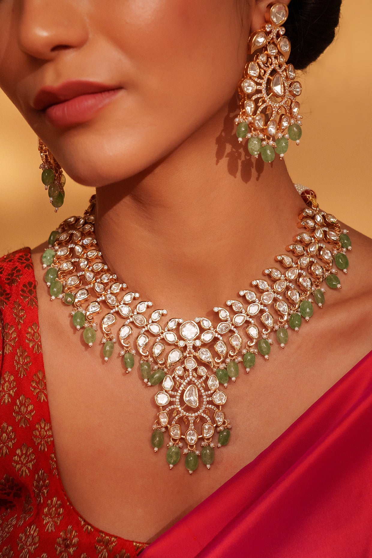Festive Green Charm Necklace Set